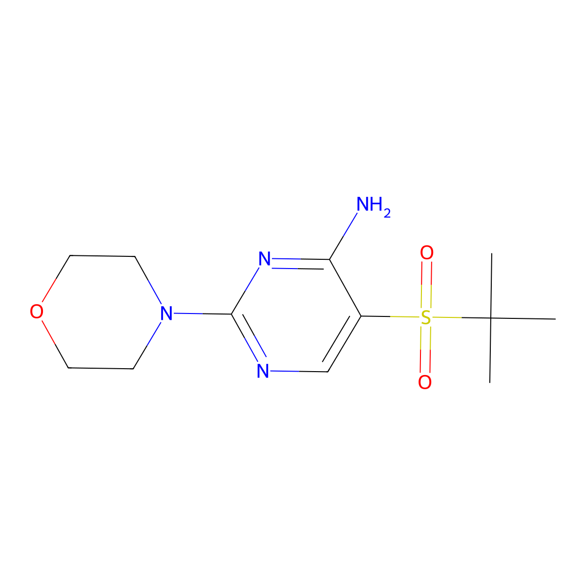5-(Tert-butylsulfonyl)-2-morpholinopyrimidin-4-amine molecular structure, CAS 175202-11-6