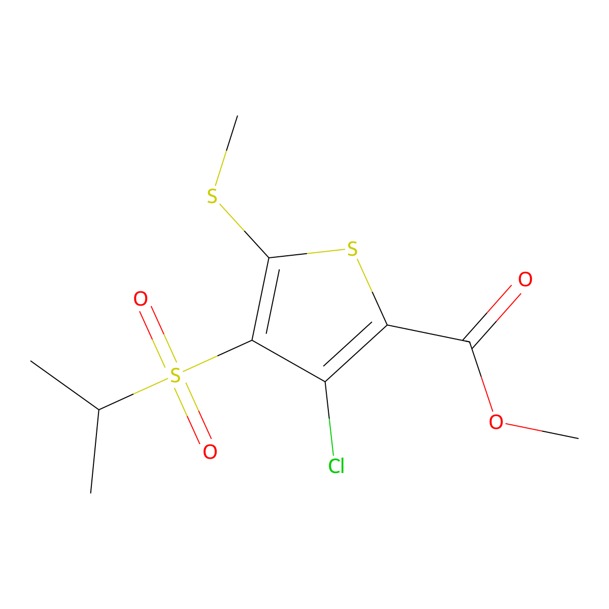 Methyl 3-chloro-4-(isopropylsulfonyl)-5-(methylthio)thiophene-2-carboxylate molecular structure, CAS 175202-12-7