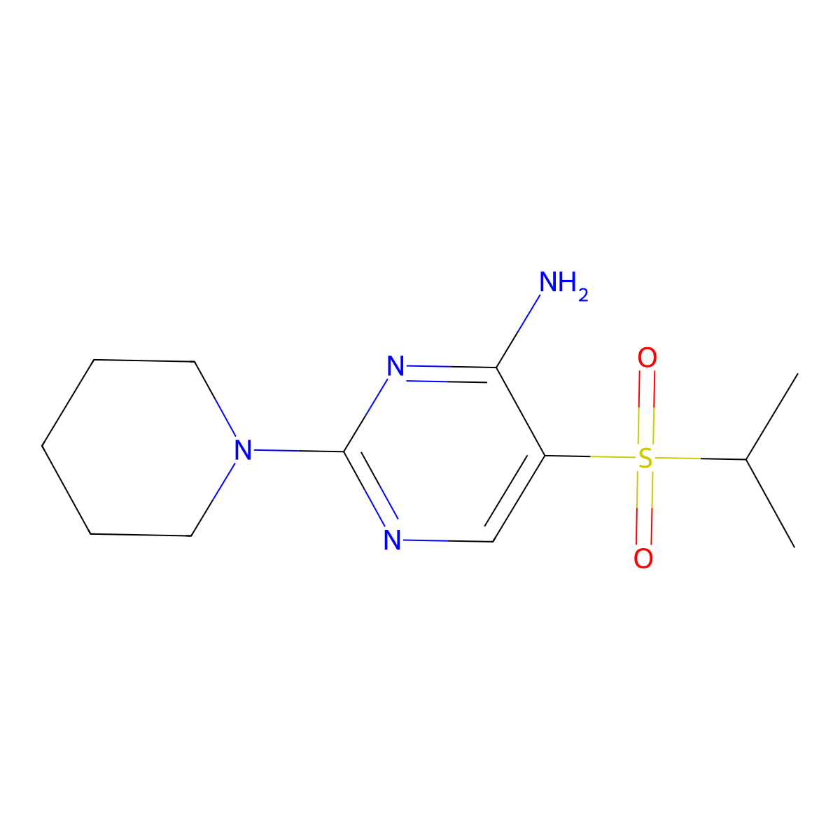 5-(Isopropylsulfonyl)-2-piperidinopyrimidin-4-amine molecular structure, CAS 175202-15-0