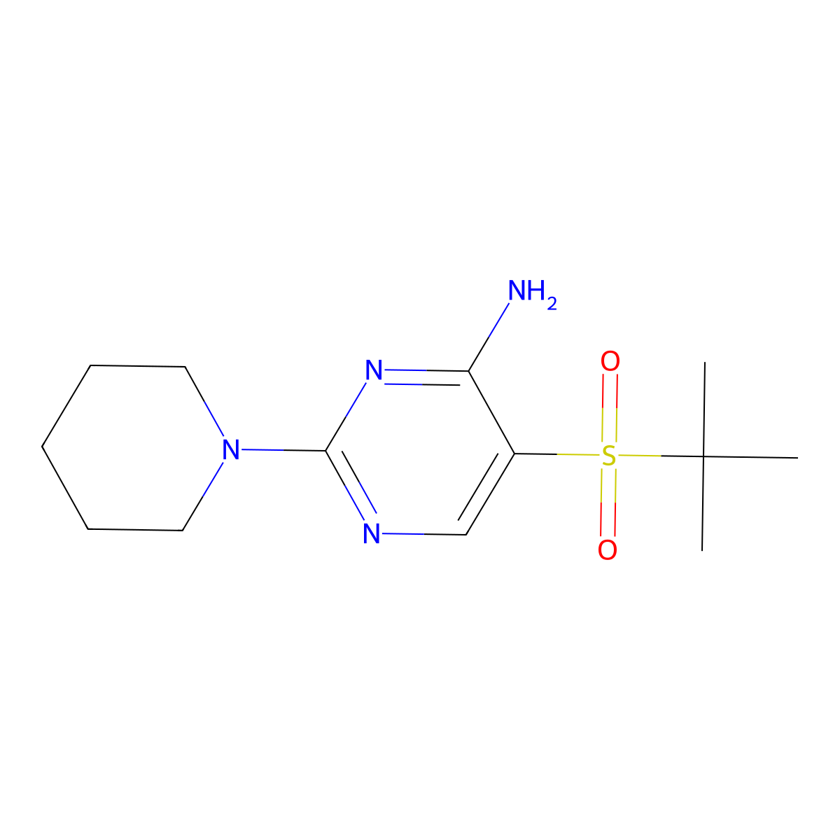 5-(Tert-butylsulfonyl)-2-piperidinopyrimidin-4-amine molecular structure, CAS 175202-16-1