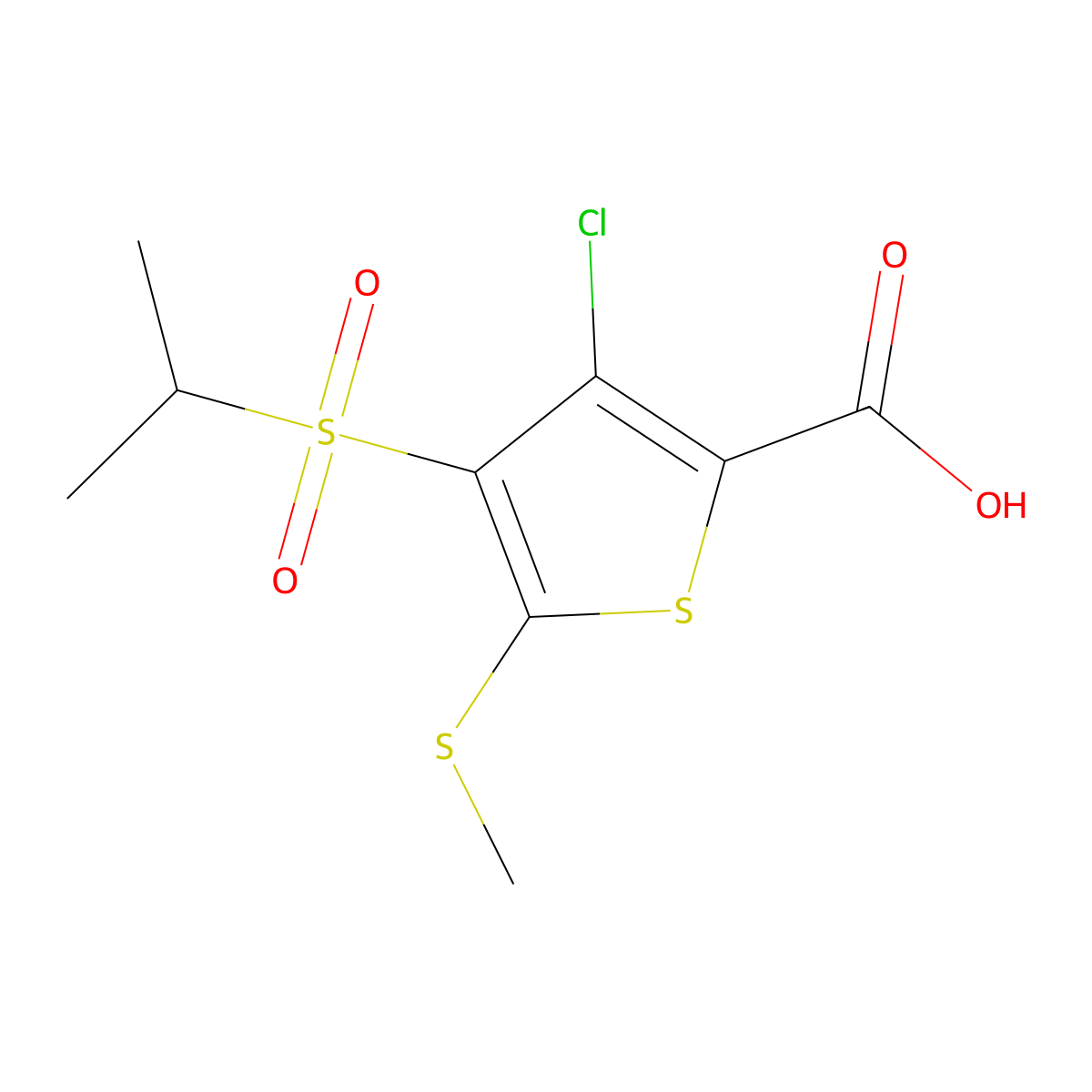 3-Chloro-4-(isopropylsulfonyl)-5-(methylthio)thiophene-2-carboxylic acid molecular structure, CAS 175202-23-0