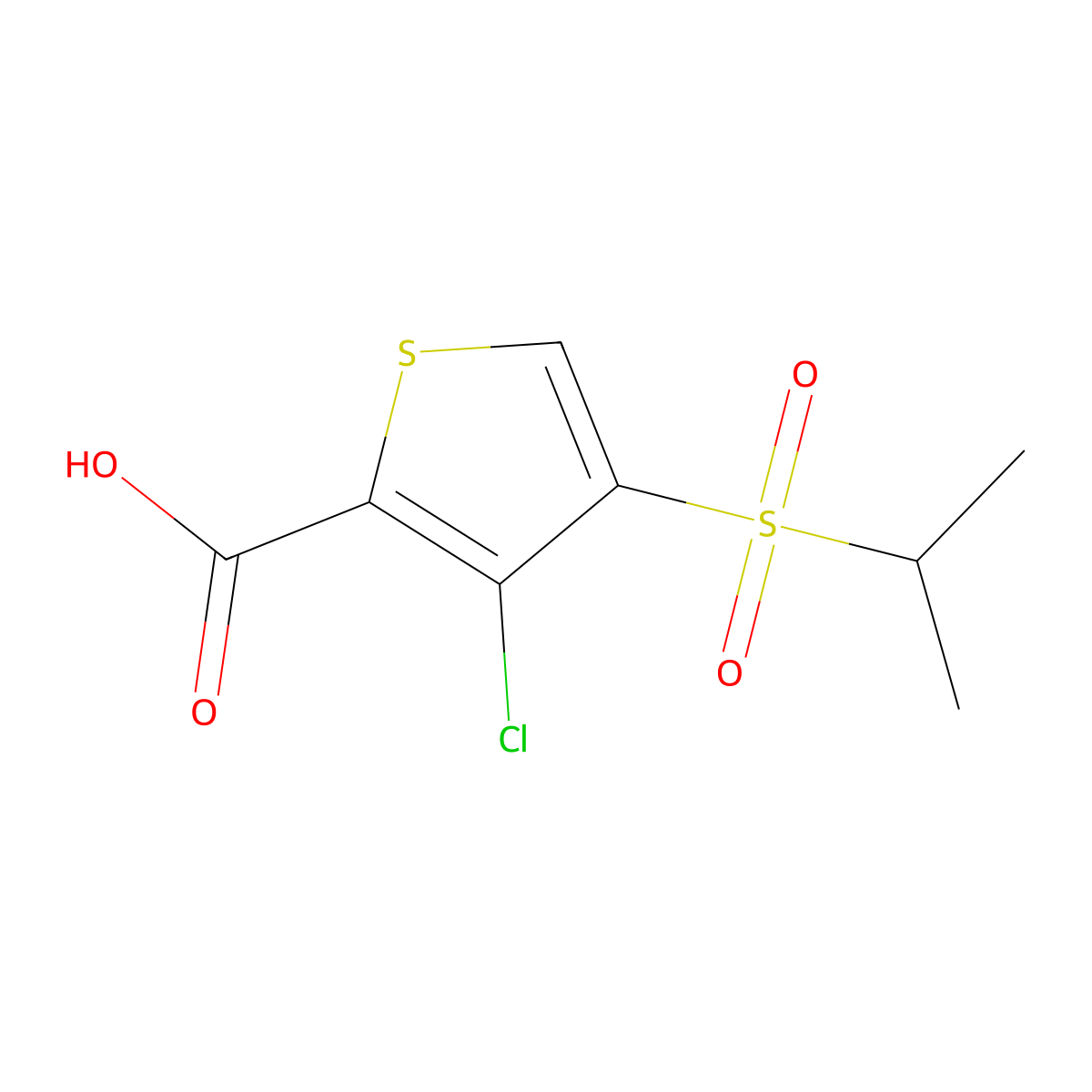 3-Chloro-4-(propane-2-sulfonyl)-thiophene-2-carboxylic acid molecular structure, CAS 175202-26-3