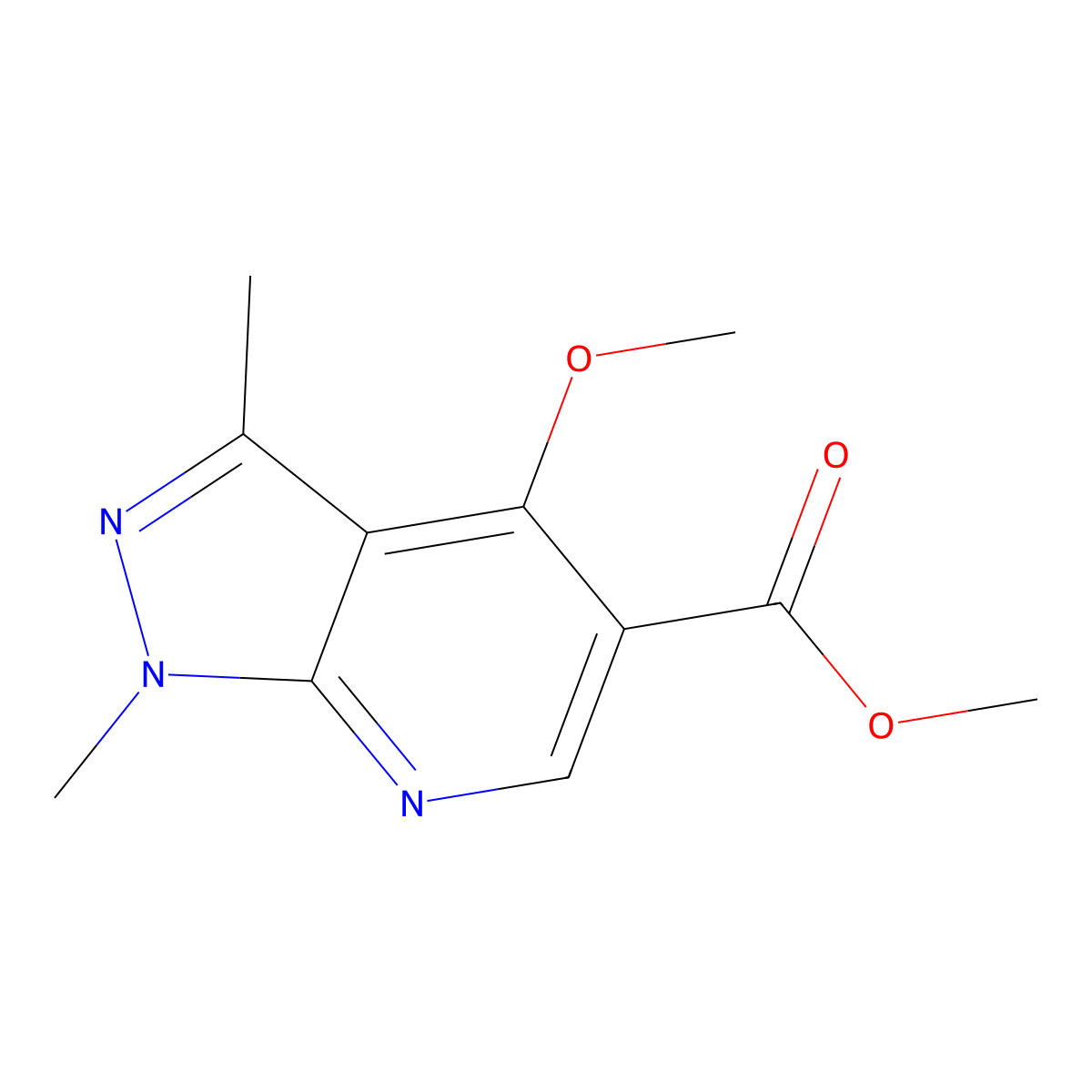 methyl 4-methoxy-1,3-dimethyl-1H-pyrazolo[3,4-b]pyridine-5-carboxylate molecular structure, CAS 175202-30-9