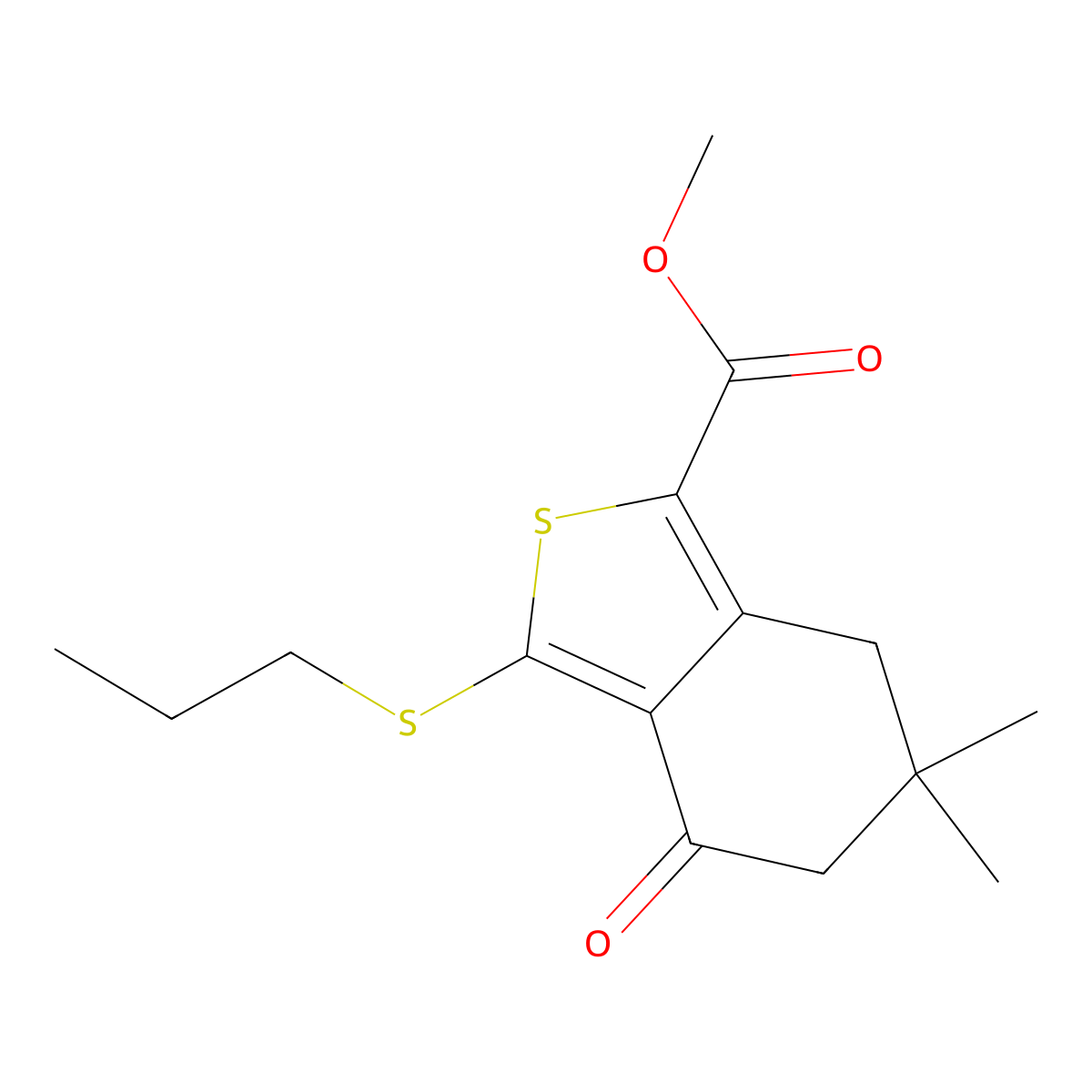 Methyl 6,6-dimethyl-4-oxo-3-(propylthio)-4,5,6,7-tetrahydrobenzo[c]thiophene-1-carboxylate molecular structure, CAS 175202-42-3