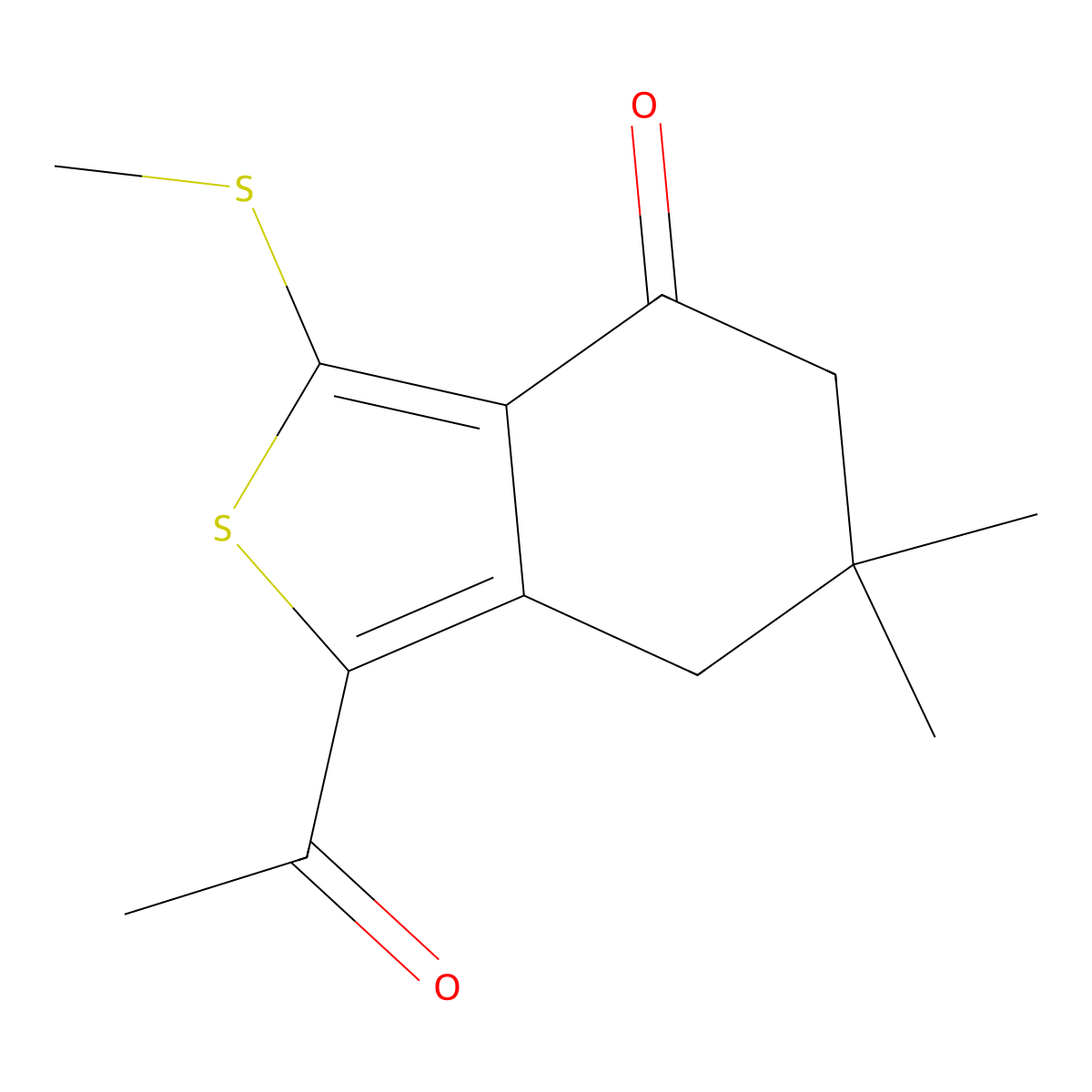 1-Acetyl-6,6-dimethyl-3-(methylthio)-4,5,6,7-tetrahydrobenzo[c]thiophen-4-one molecular structure, CAS 175202-49-0
