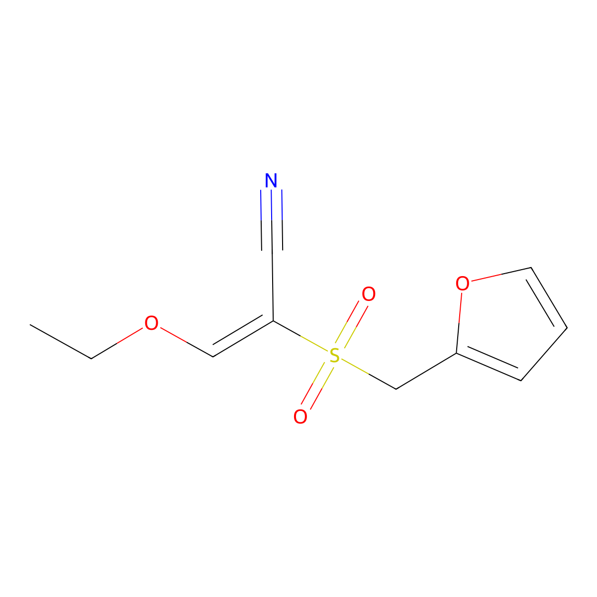 3-Ethoxy-2-[(furan-2-yl)methanesulfonyl]prop-2-enenitrile molecular structure, CAS 175202-51-4