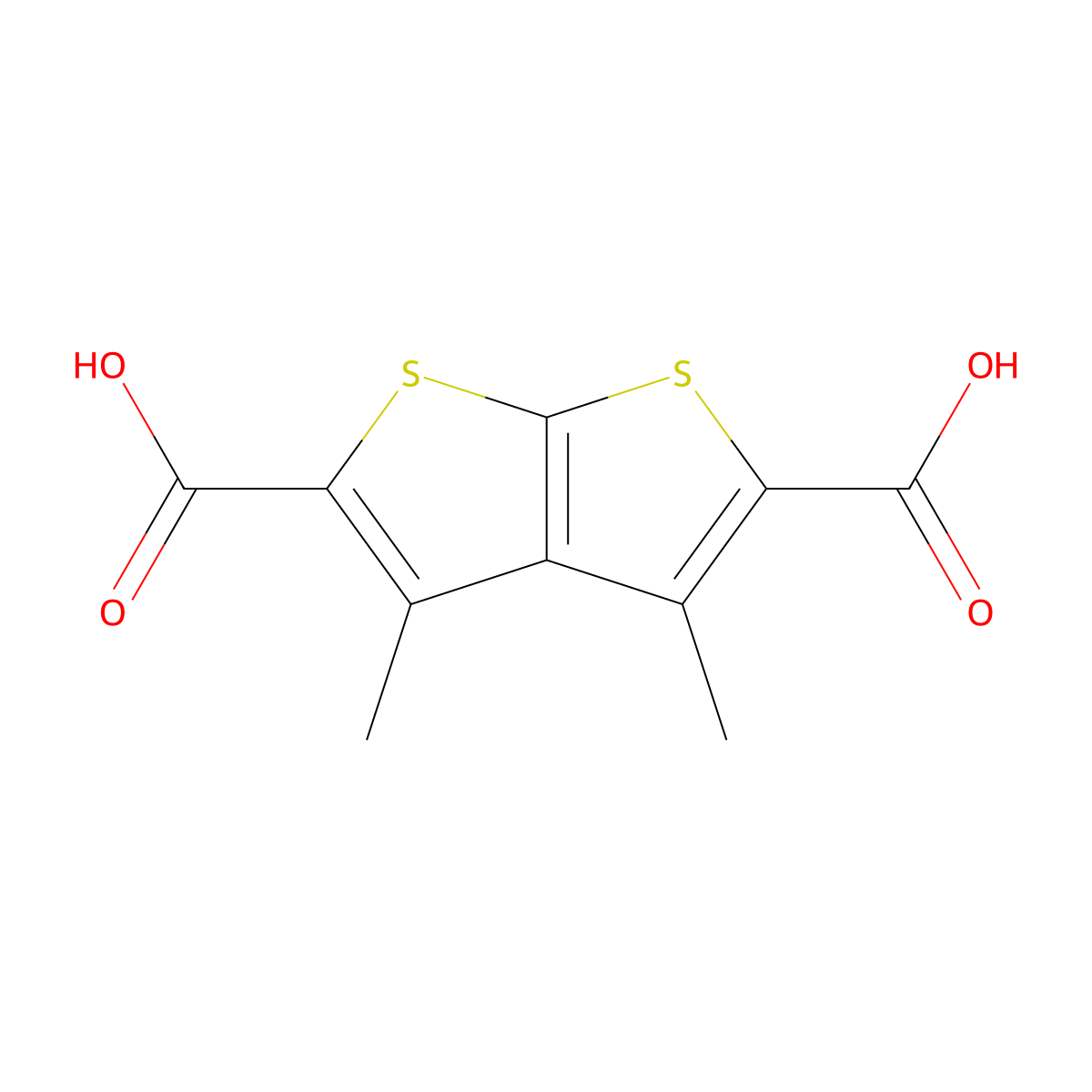 3,4-Dimethylthieno(2,3-b)thiophene-2,5-dicarboxylic acid molecular structure, CAS 175202-55-8