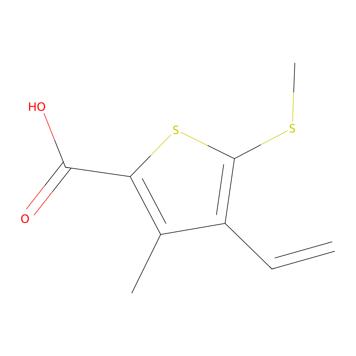 3-Methyl-5-(methylthio)-4-vinylthiophene-2-carboxylic acid molecular structure, CAS 175202-63-8