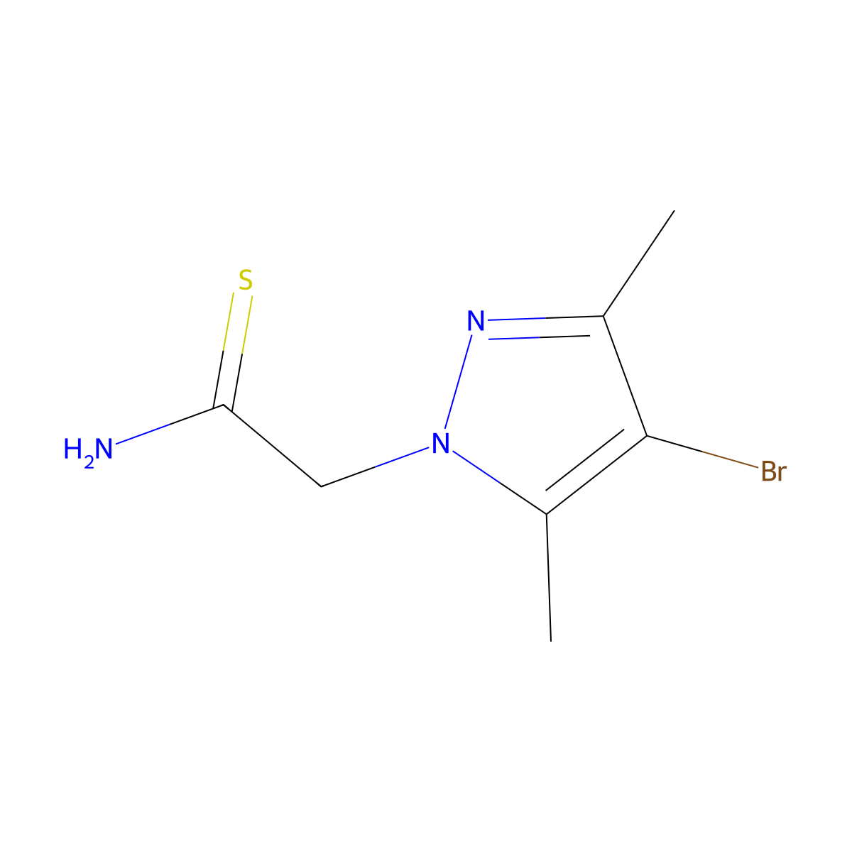 2-(4-bromo-3,5-dimethyl-1H-pyrazol-1-yl)ethanethioamide molecular structure, CAS 175202-68-3
