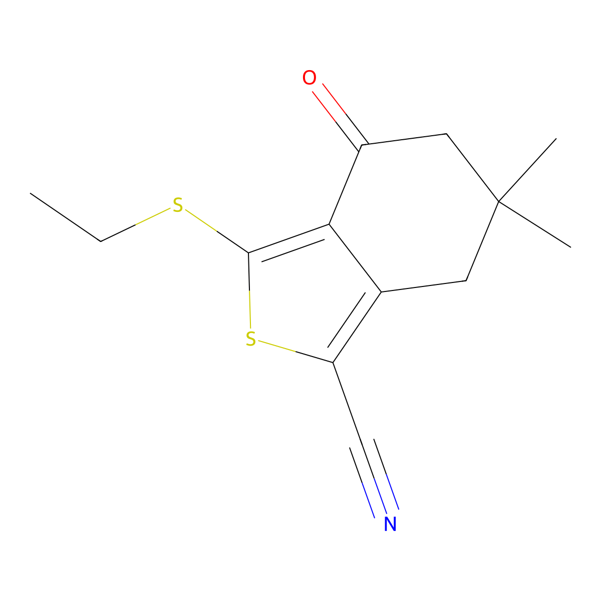 3-(Ethylthio)-6,6-dimethyl-4-oxo-4,5,6,7-tetrahydrobenzo[c]thiophene-1-carbonitrile molecular structure, CAS 175202-70-7
