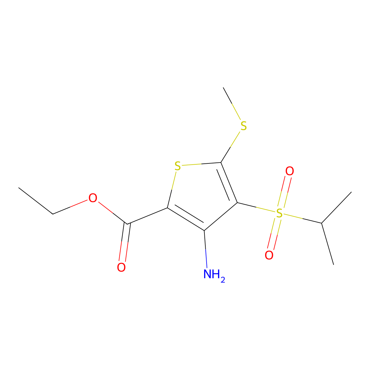 Ethyl 3-amino-4-(isopropylsulfonyl)-5-(methylthio)thiophene-2-carboxylate molecular structure, CAS 175202-72-9