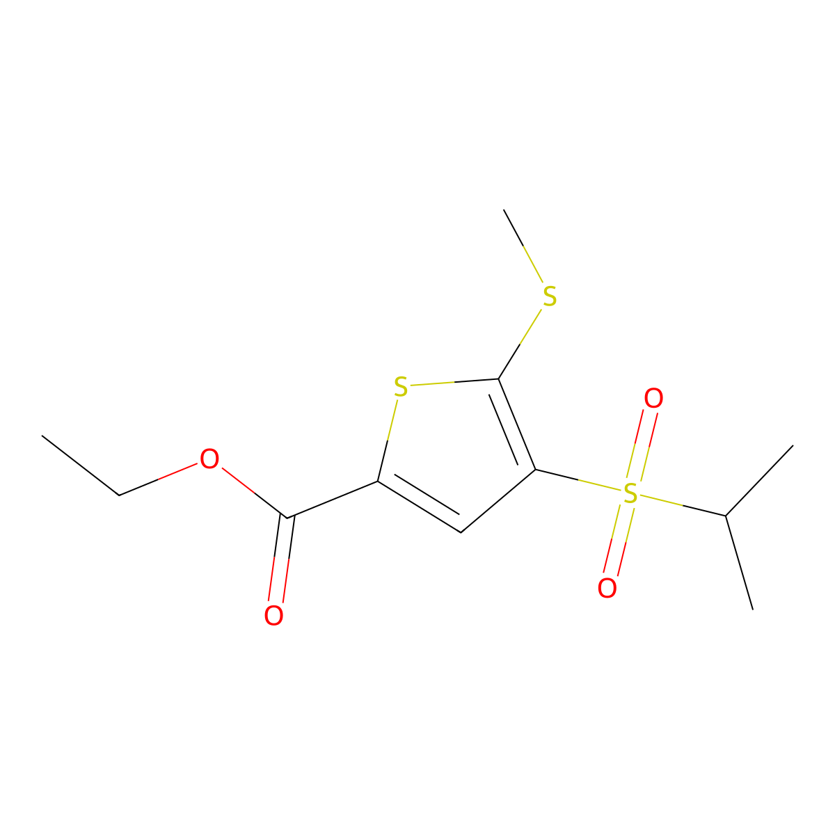 Ethyl 5-methylsulfanyl-4-propan-2-ylsulfonylthiophene-2-carboxylate molecular structure, CAS 175202-73-0