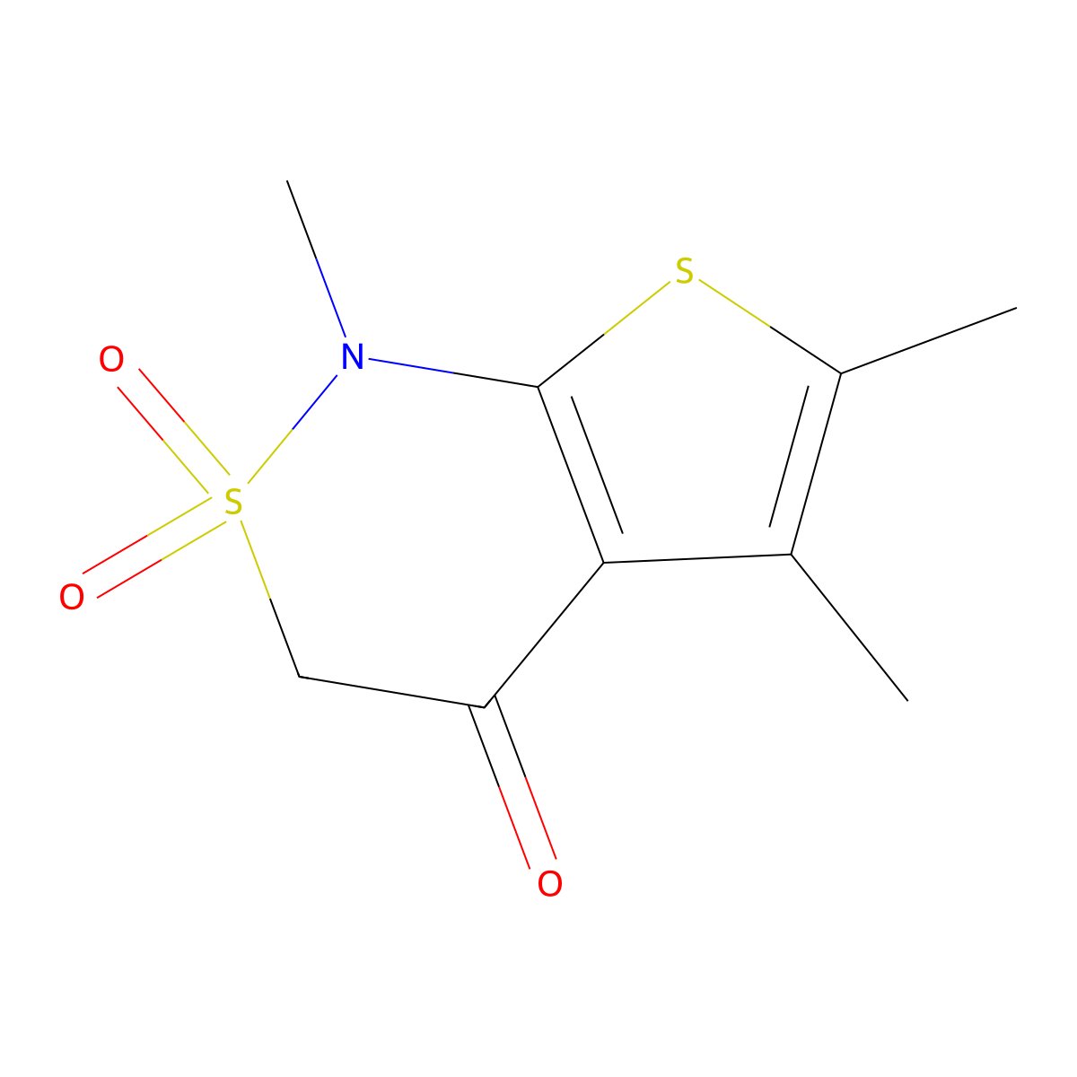 1,5,6-Trimethyl-2,2-dioxothieno[2,3-c]thiazin-4-one molecular structure, CAS 175202-79-6