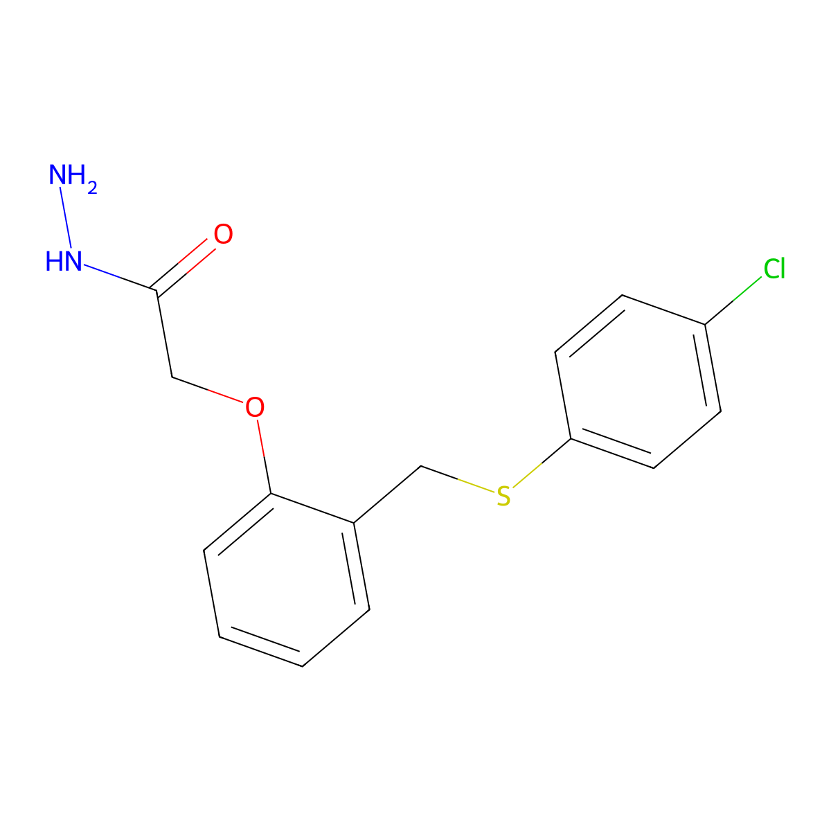 2-(2-{[(4-Chlorophenyl)thio]methyl}phenoxy)ethanohydrazide molecular structure, CAS 175202-85-4
