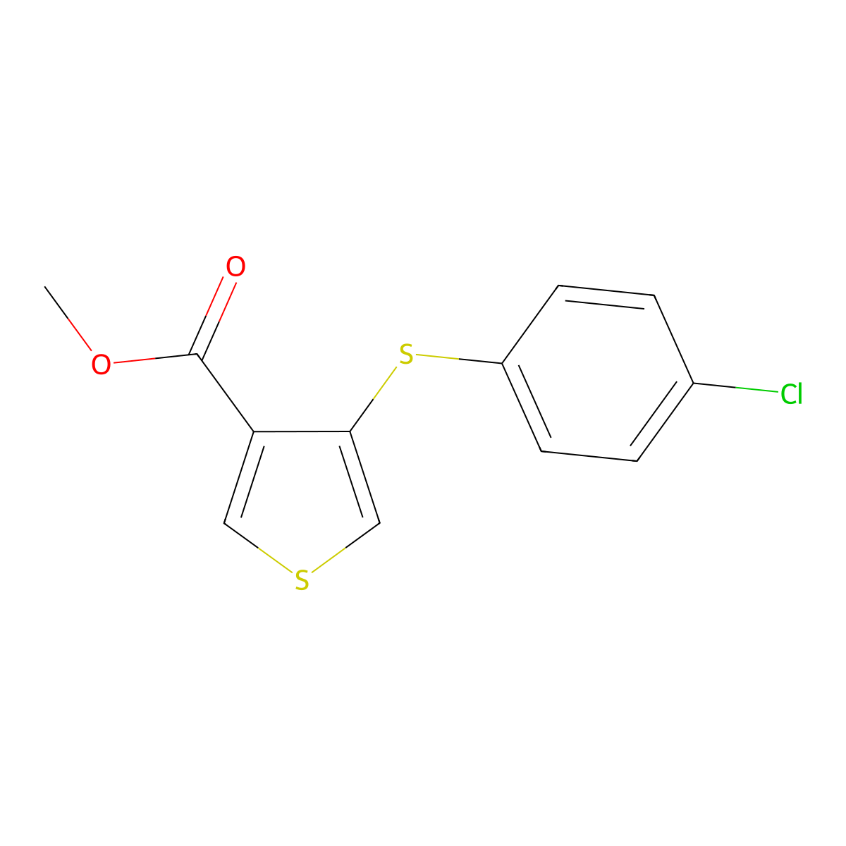 Methyl 4-[(4-chlorophenyl)thio]thiophene-3-carboxylate molecular structure, CAS 175202-88-7