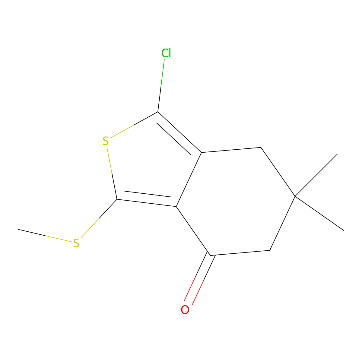 1-Chloro-6,6-dimethyl-3-(methylthio)-4,5,6,7-tetrahydrobenzo[c]thiophen-4-one molecular structure, CAS 175202-90-1