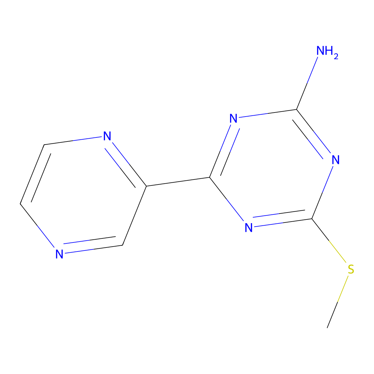 4-(Methylthio)-6-pyrazin-2-yl-1,3,5-triazin-2-amine molecular structure, CAS 175202-92-3