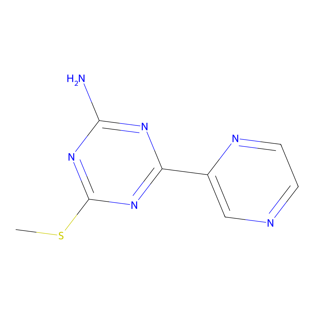 4-(Methylthio)-6-pyrazin-2-yl-1,3,5-triazin-2-amine molecular structure, CAS 175202-92-3