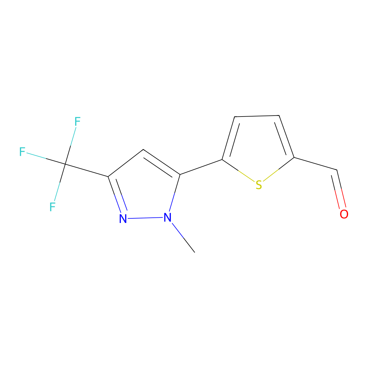 5-(1-Methyl-3-(trifluoromethyl)-1H-pyrazol-5-yl)thiophene-2-carbaldehyde molecular structure, CAS 175202-94-5