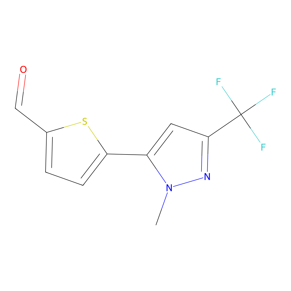 5-(1-Methyl-3-(trifluoromethyl)-1H-pyrazol-5-yl)thiophene-2-carbaldehyde molecular structure, CAS 175202-94-5