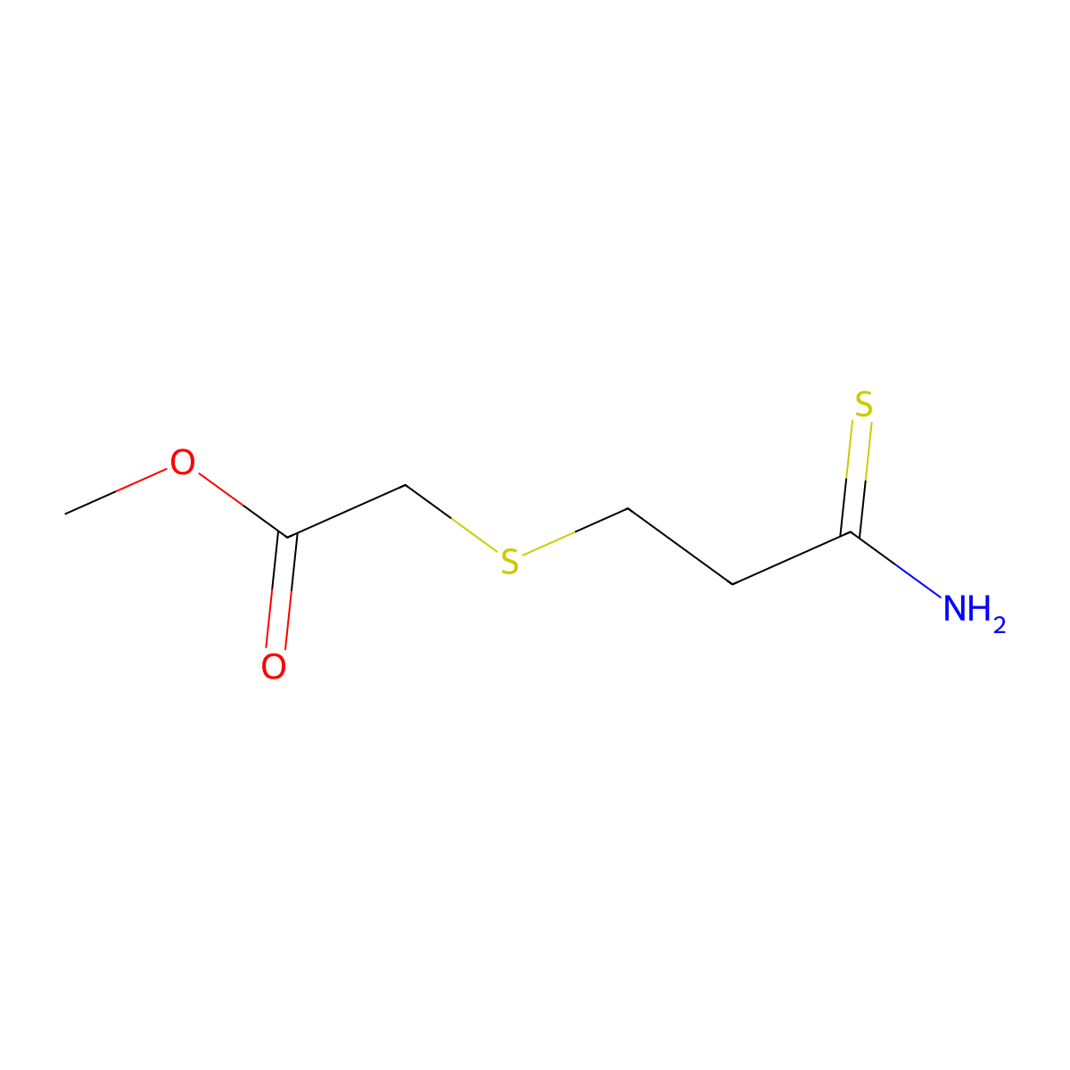 Methyl 2-[(3-amino-3-thioxopropyl)thio]acetate molecular structure, CAS 175202-95-6