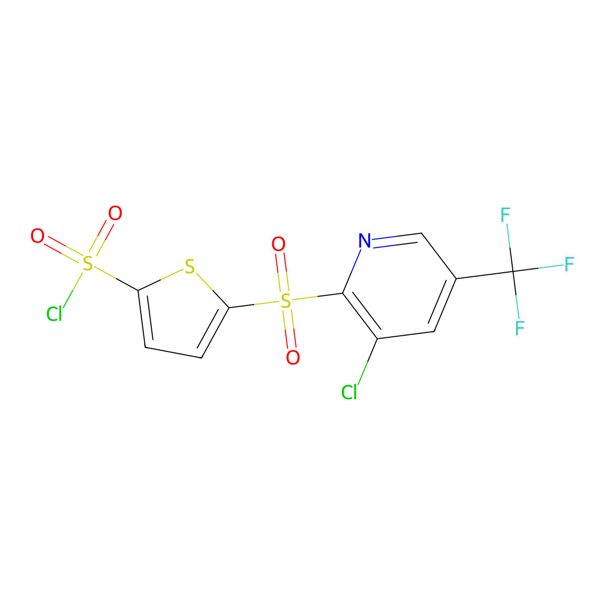 5-[3-Chloro-5-(trifluoromethyl)pyrid-2-ylsulphonyl]thiophene-2-sulphonyl chloride molecular structure, CAS 175203-00-6