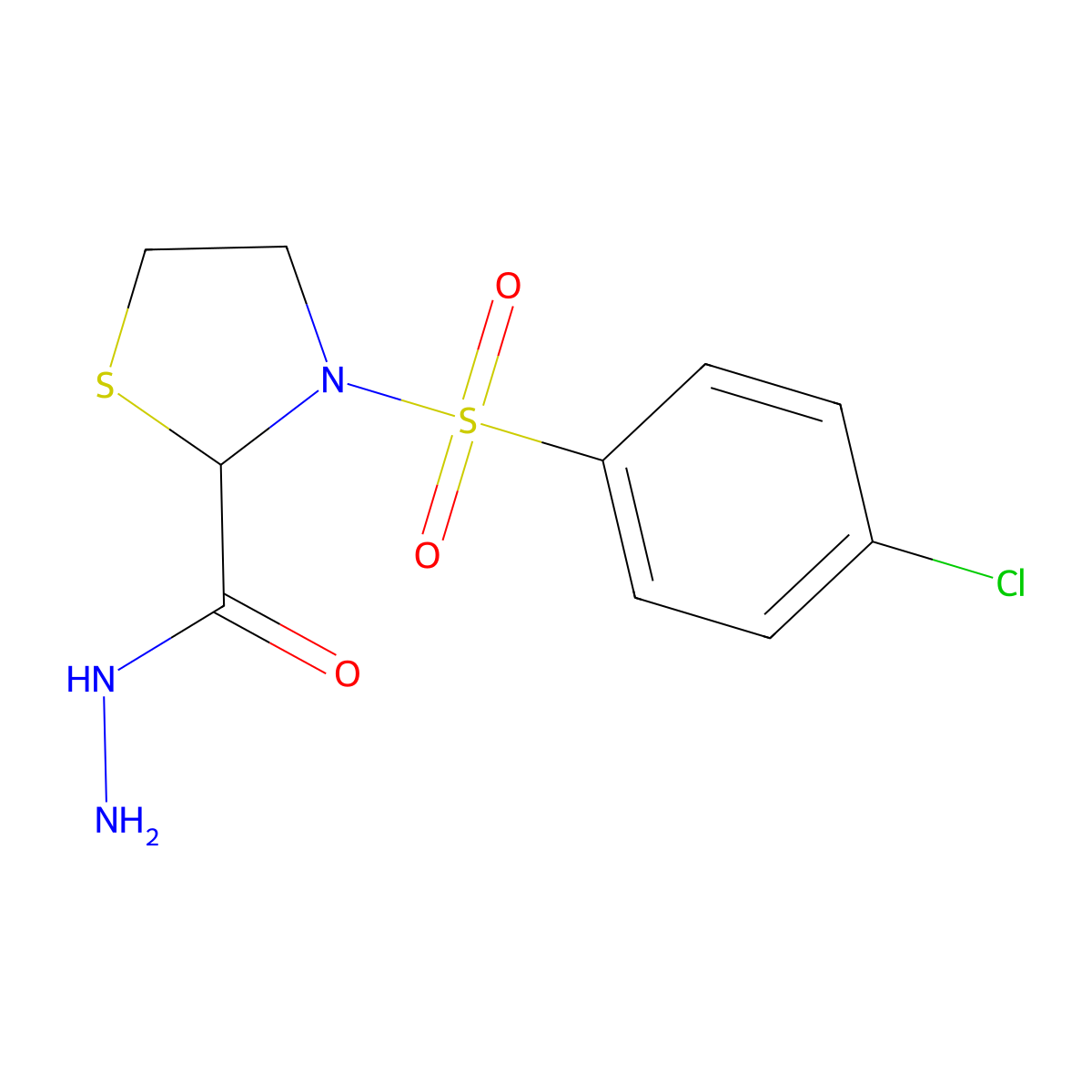 3-[(4-Chlorophenyl)sulfonyl]-1,3-thiazolane-2-carbohydrazide molecular structure, CAS 175203-14-2