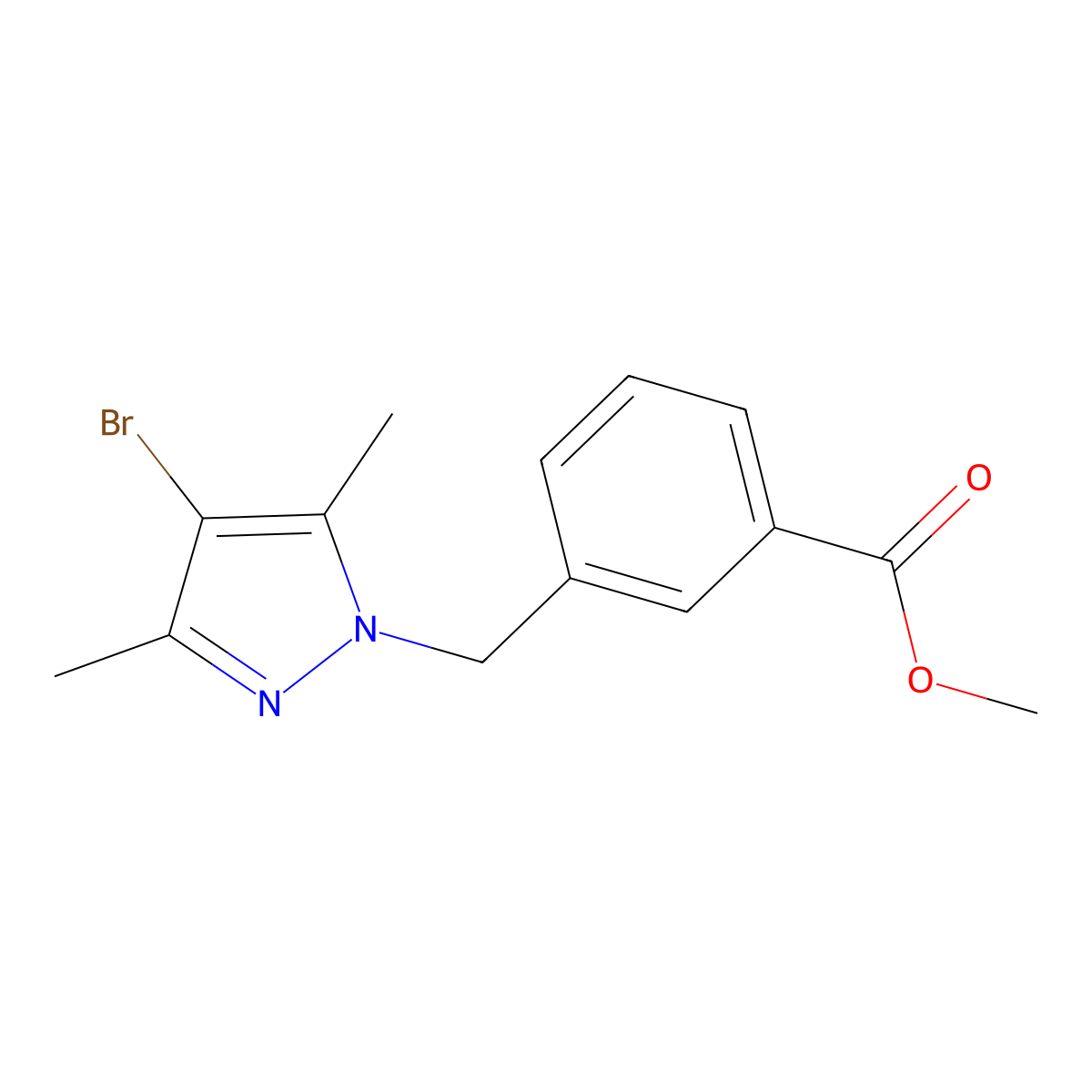 methyl 3-[(4-bromo-3,5-dimethyl-1H-pyrazol-1-yl)methyl]benzoate molecular structure, CAS 175203-23-3