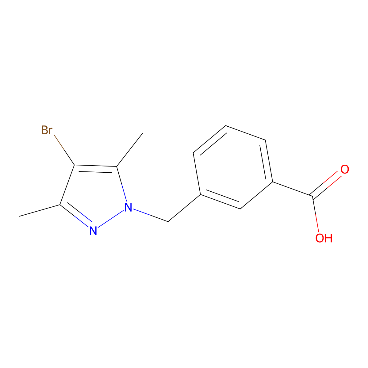 3-((4-bromo-3,5-dimethyl-1H-pyrazol-1-yl)methyl)benzoic acid molecular structure, CAS 175203-24-4