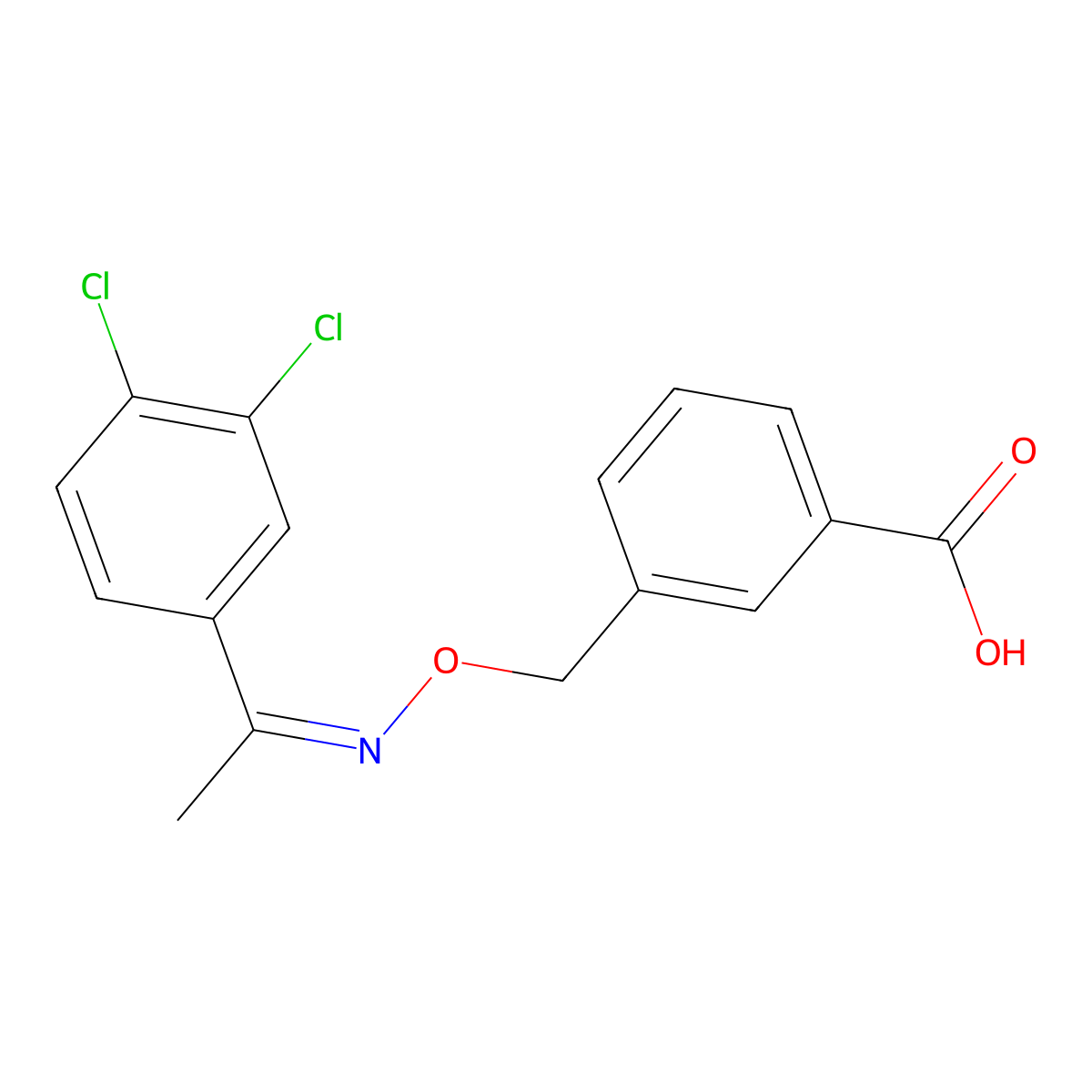 3-[(([1-(3,4-Dichlorophenyl)ethylidene]amino)oxy)methyl]benzoic acid molecular structure, CAS 175203-32-4