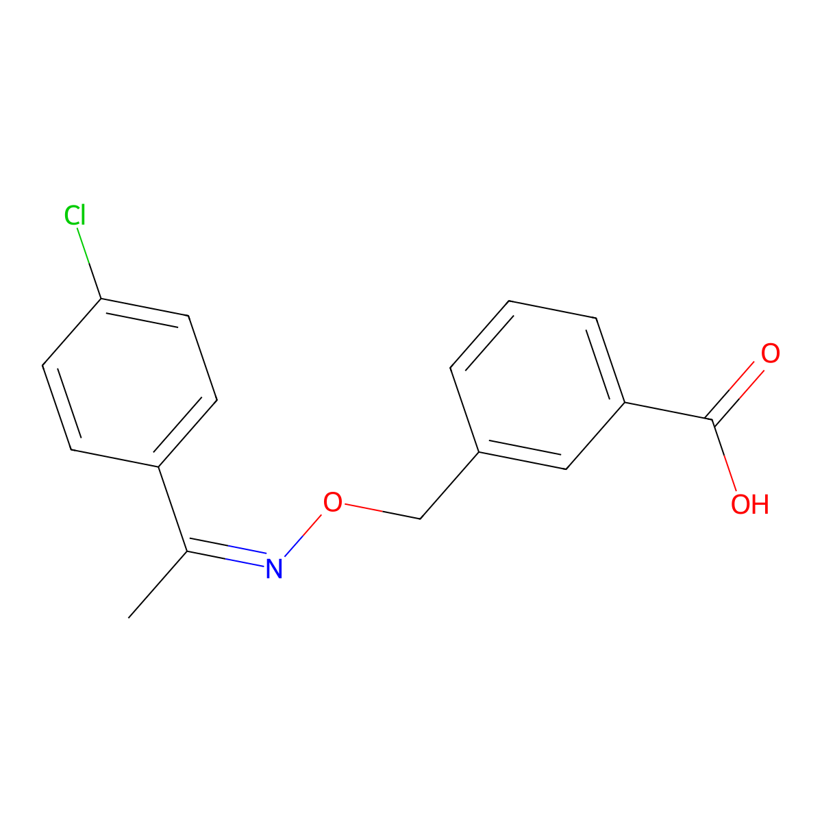 3-[[1-(4-Chlorophenyl)ethylideneamino]oxymethyl]benzoic acid molecular structure, CAS 175203-33-5
