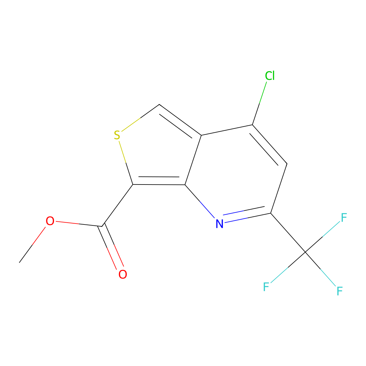 Methyl 4-chloro-2-(trifluoromethyl)thieno(3,4-b)pyridine-7-carboxylate molecular structure, CAS 175203-40-4