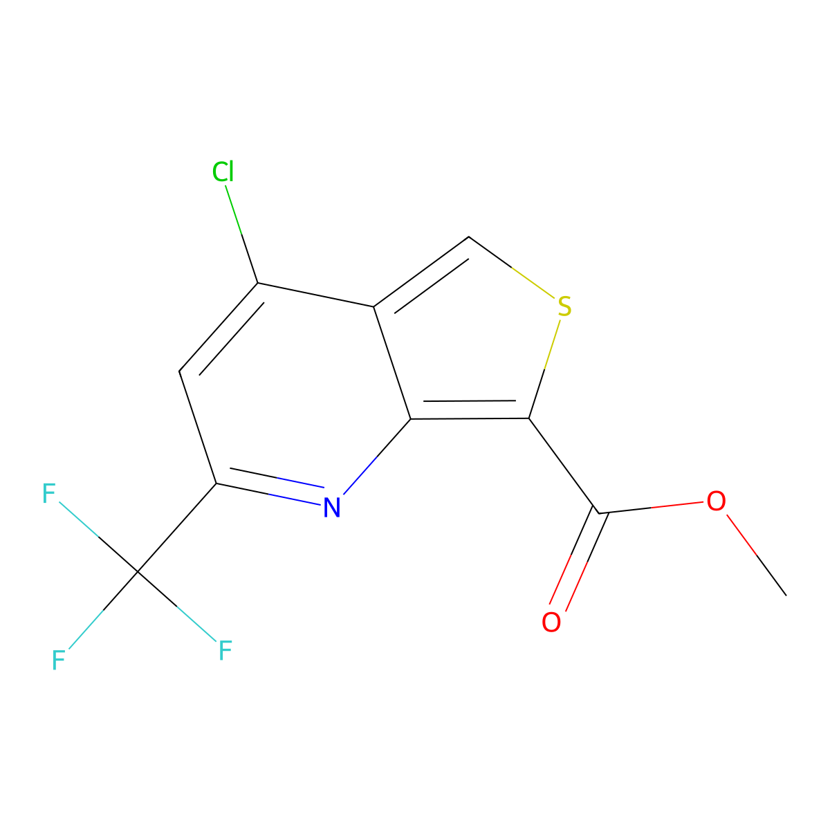 Methyl 4-chloro-2-(trifluoromethyl)thieno(3,4-b)pyridine-7-carboxylate molecular structure, CAS 175203-40-4