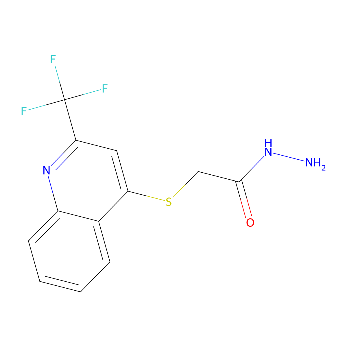 2-((2-(Trifluoromethyl)quinolin-4-YL)thio)acetohydrazide molecular structure, CAS 175203-43-7