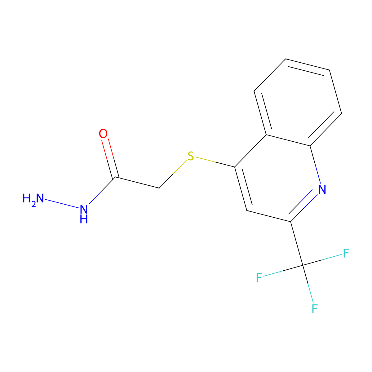 2-((2-(Trifluoromethyl)quinolin-4-YL)thio)acetohydrazide molecular structure, CAS 175203-43-7