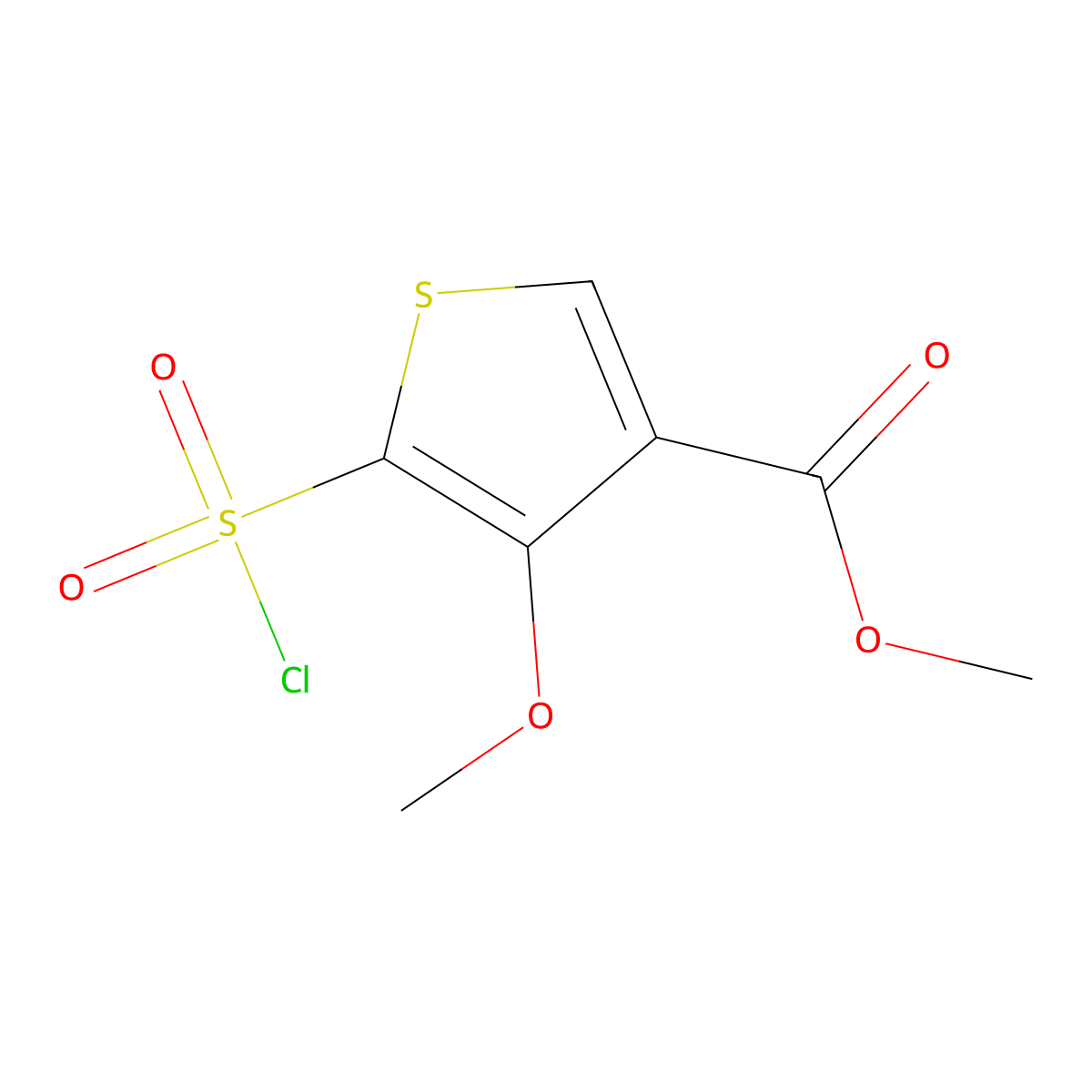 Methyl 5-(chlorosulfonyl)-4-methoxythiophene-3-carboxylate molecular structure, CAS 175203-45-9