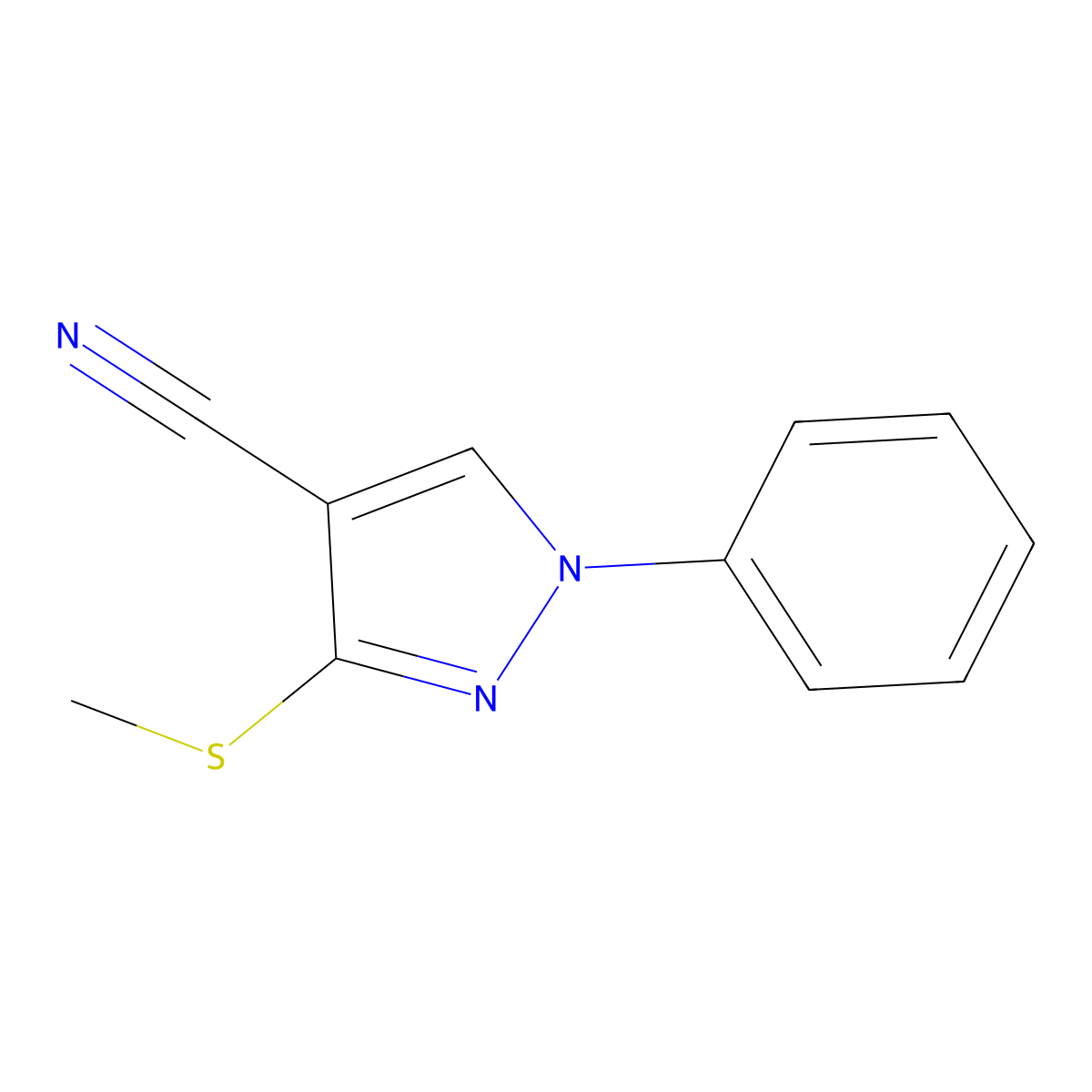 3-(methylthio)-1-phenyl-1H-pyrazole-4-carbonitrile molecular structure, CAS 175203-46-0
