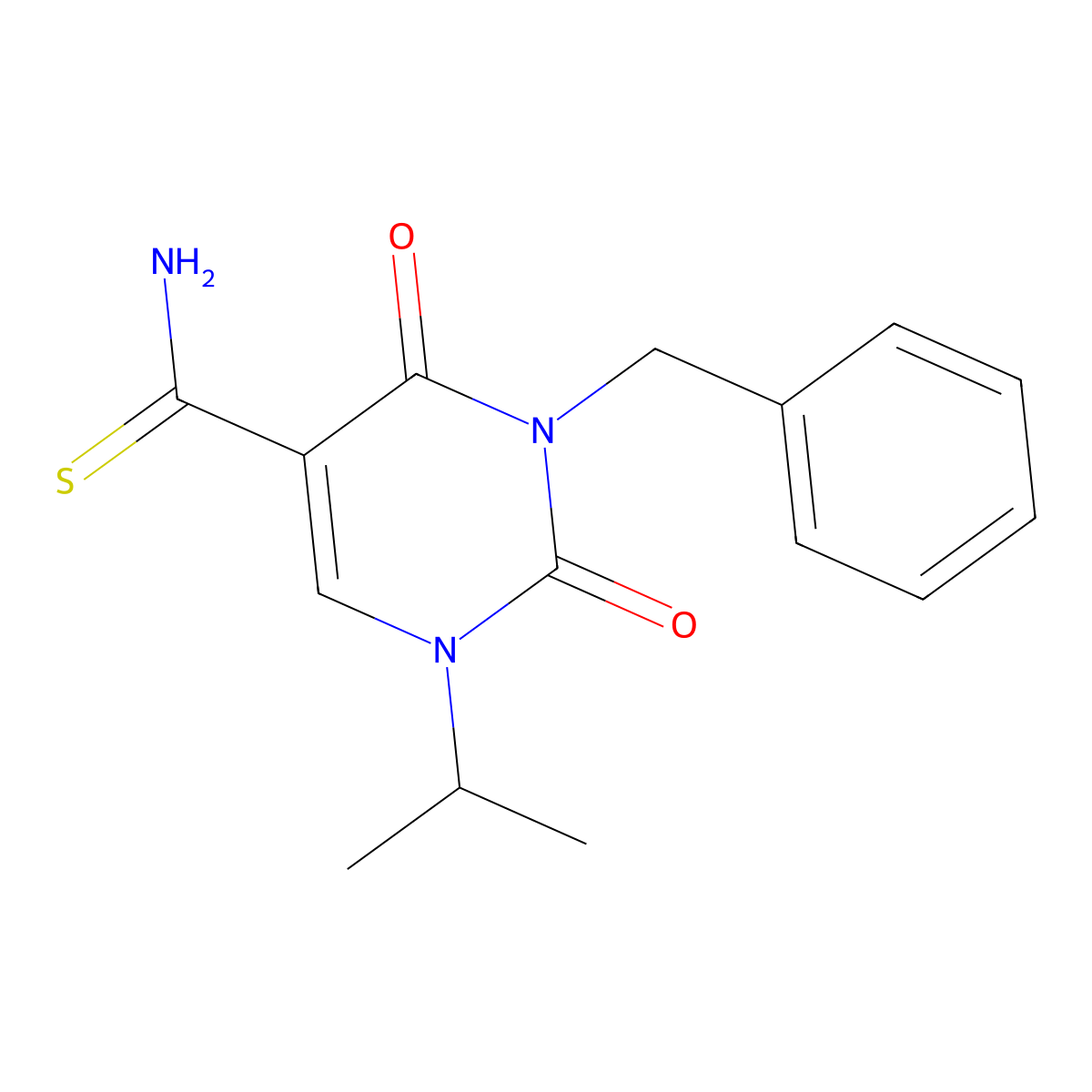 3-Benzyl-2,4-dioxo-1-(propan-2-yl)-1,2,3,4-tetrahydropyrimidine-5-carbothioamide molecular structure, CAS 175203-49-3