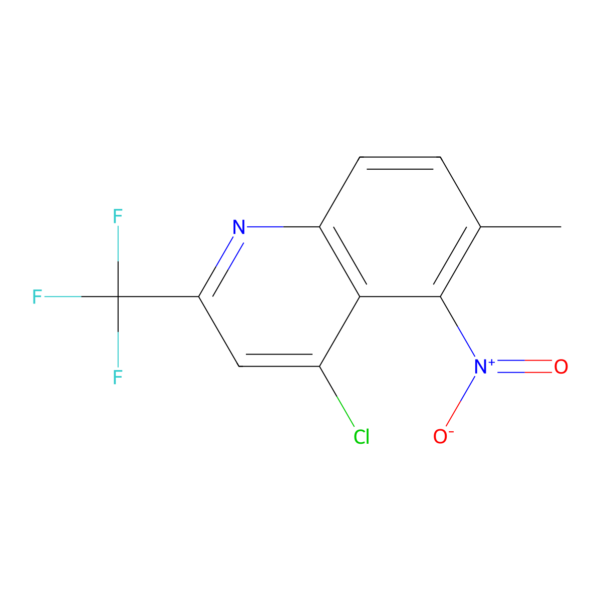 4-Chloro-6-methyl-5-nitro-2-(trifluoromethyl)quinoline molecular structure, CAS 175203-61-9