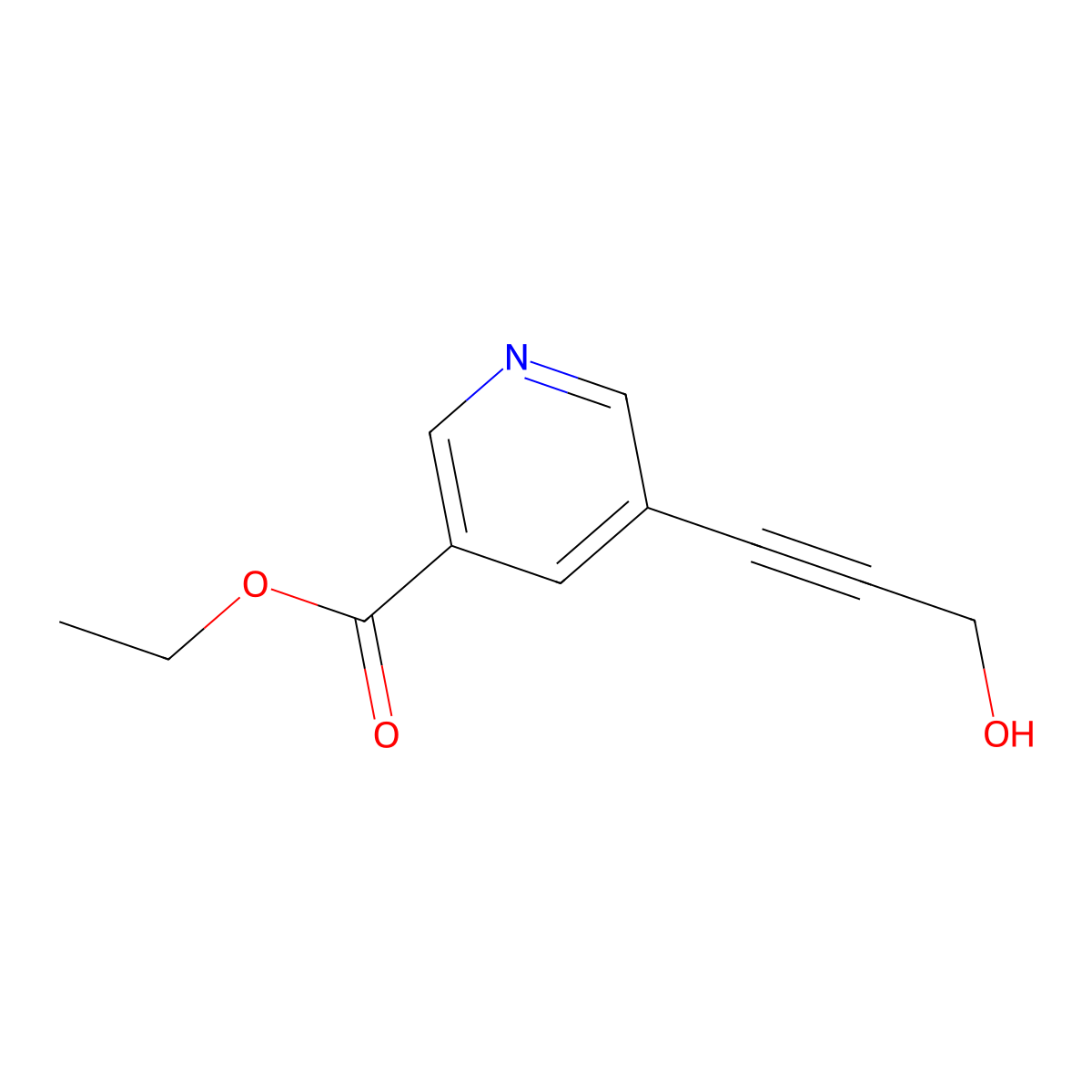 Ethyl 5-(3-hydroxyprop-1-ynyl)nicotinate molecular structure, CAS 175203-66-4