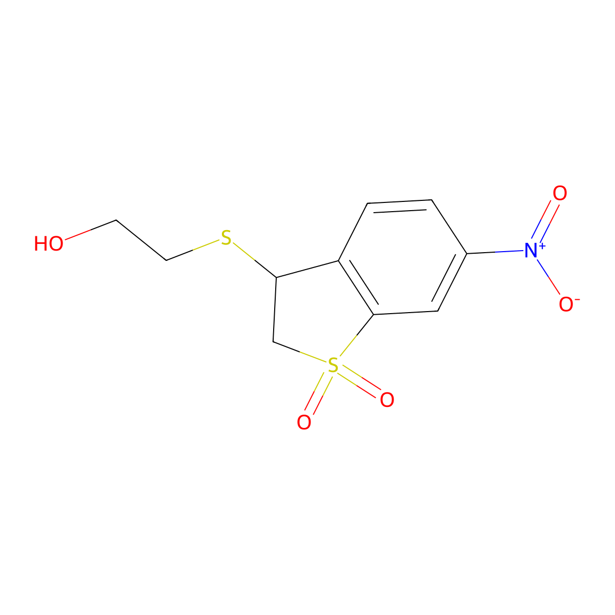 2-[(6-Nitro-1,1-dioxido-2,3-dihydro-1-benzothien-3-YL)thio]ethanol molecular structure, CAS 175203-70-0