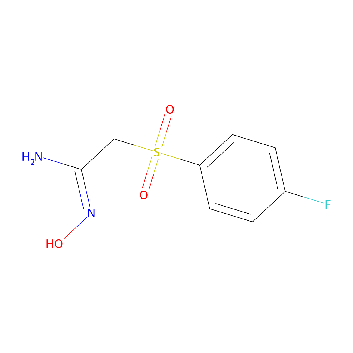 2-((4-Fluorophenyl)sulfonyl)-N-hydroxyacetimidamide molecular structure, CAS 175203-76-6