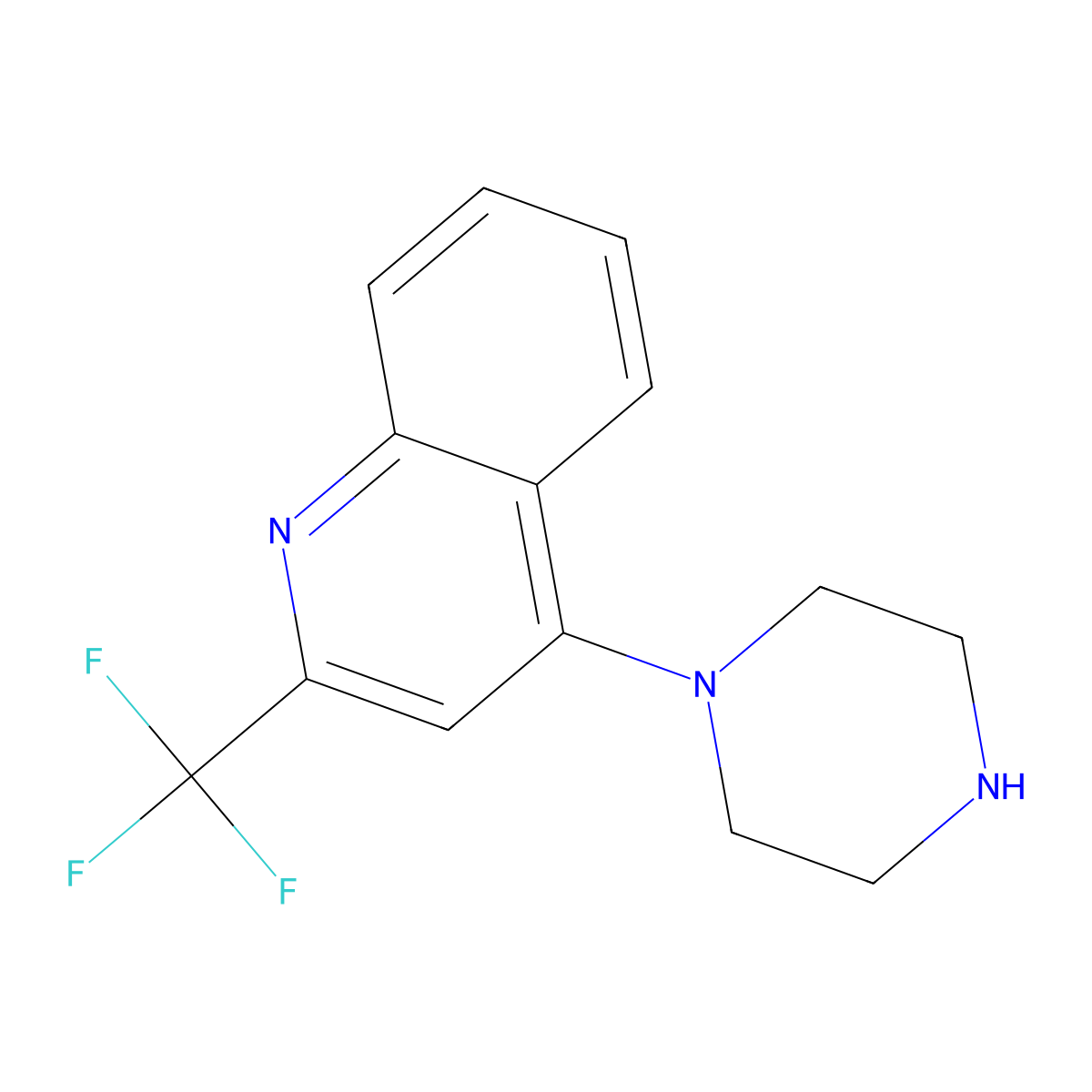 4-(1-Piperazinyl)-2-(trifluoromethyl)quinoline molecular structure, CAS 175203-79-9