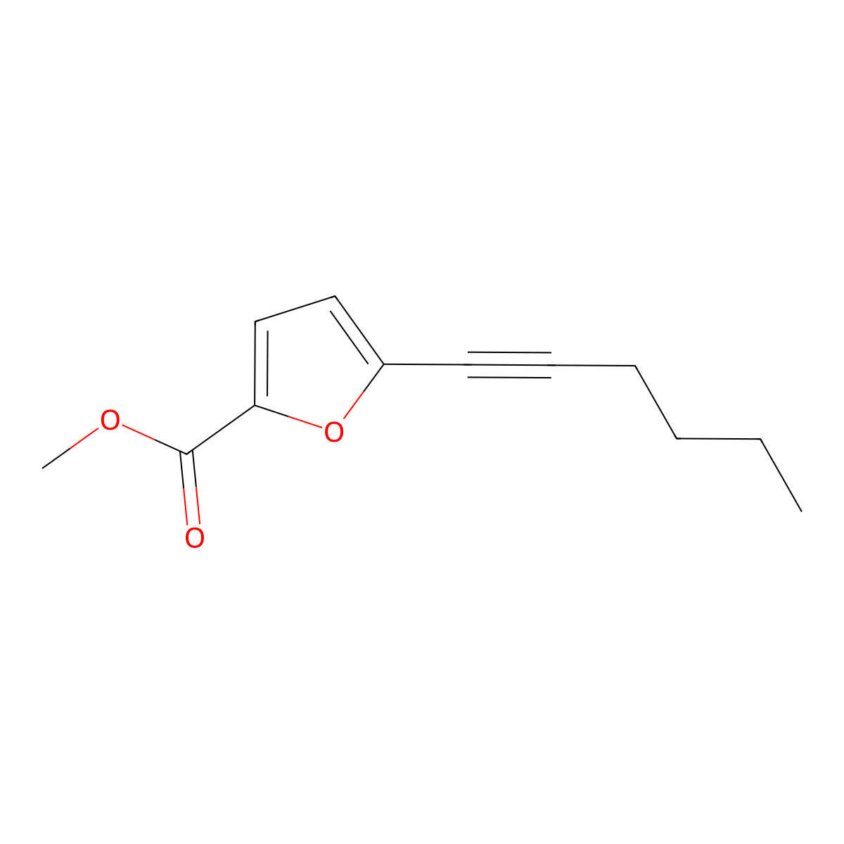 Methyl 5-hex-1-ynyl-2-furoate molecular structure, CAS 175203-88-0