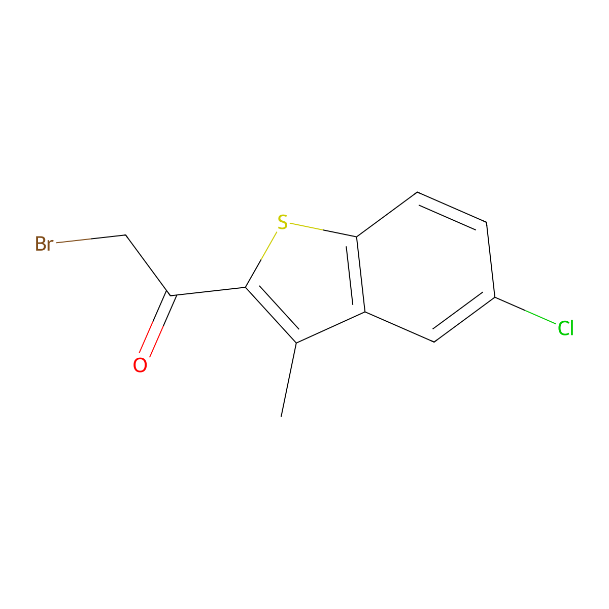 2-Bromo-1-(5-chloro-3-methylbenzo[b]thiophen-2-yl)ethan-1-one molecular structure, CAS 175203-97-1