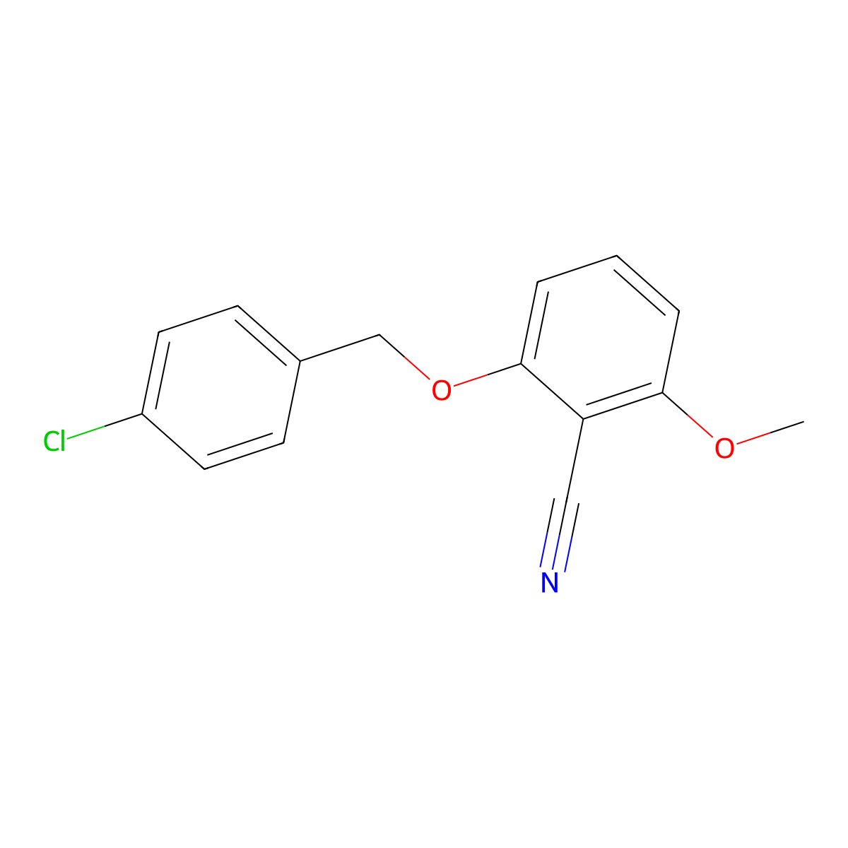 2-[(4-Chlorophenyl)methoxy]-6-methoxybenzonitrile molecular structure, CAS 175204-00-9