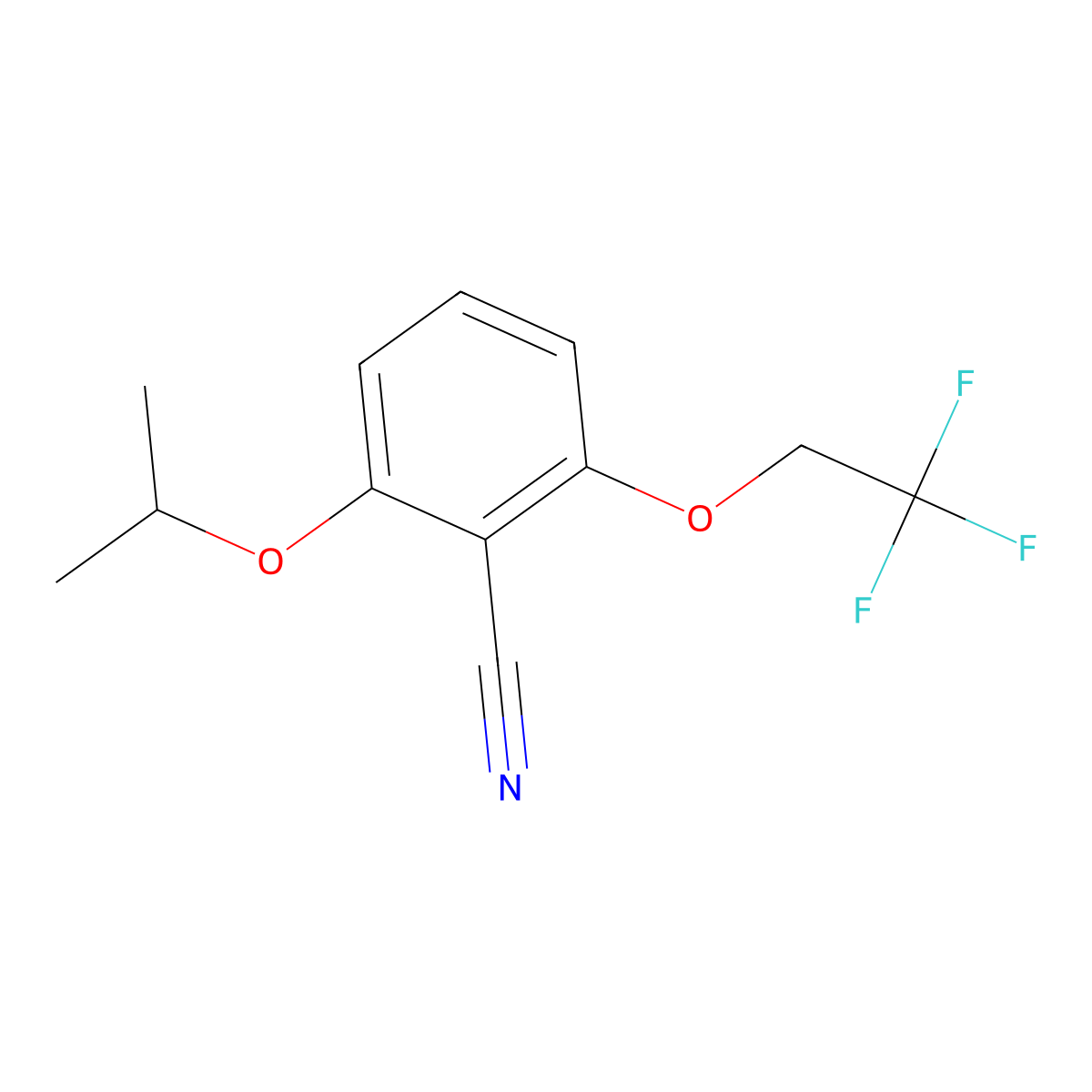 2-Isopropoxy-6-(2,2,2-trifluoroethoxy)benzonitrile molecular structure, CAS 175204-05-4