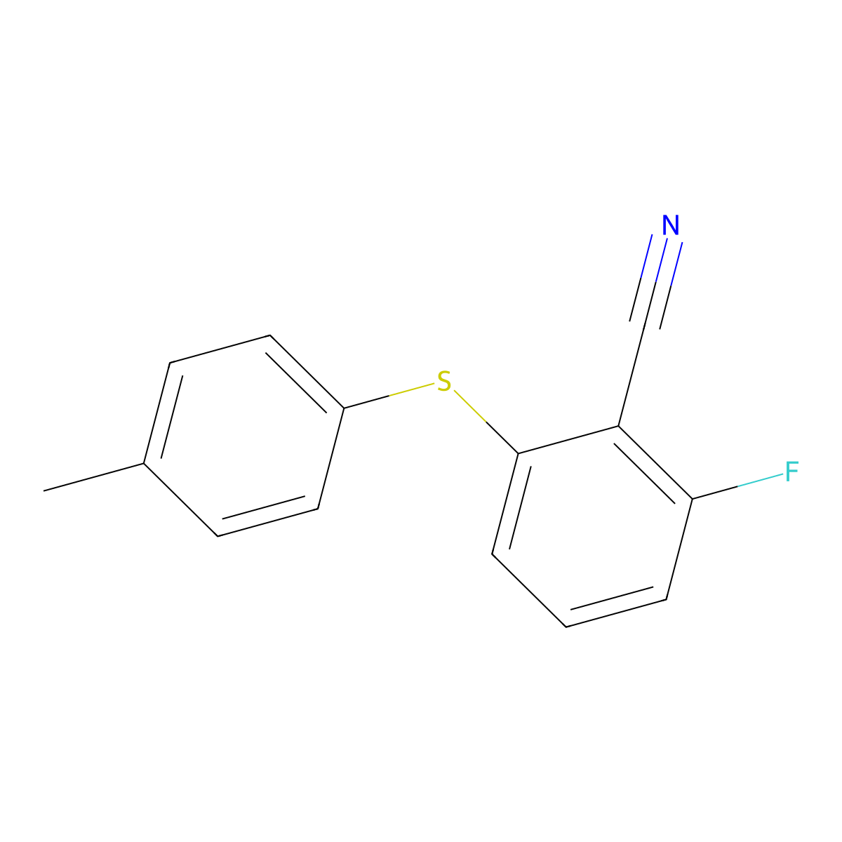 2-Fluoro-6-(4-methylphenylthio)benzonitrile molecular structure, CAS 175204-11-2