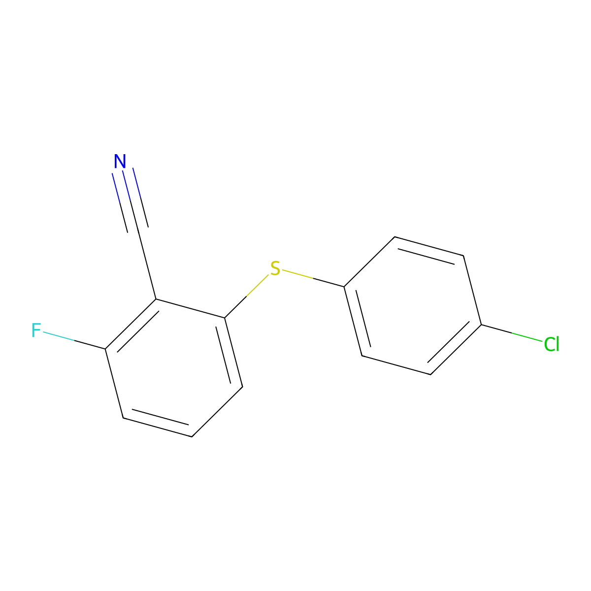 2-Fluoro-6-(4-chlorophenylthio)benzonitrile molecular structure, CAS 175204-12-3