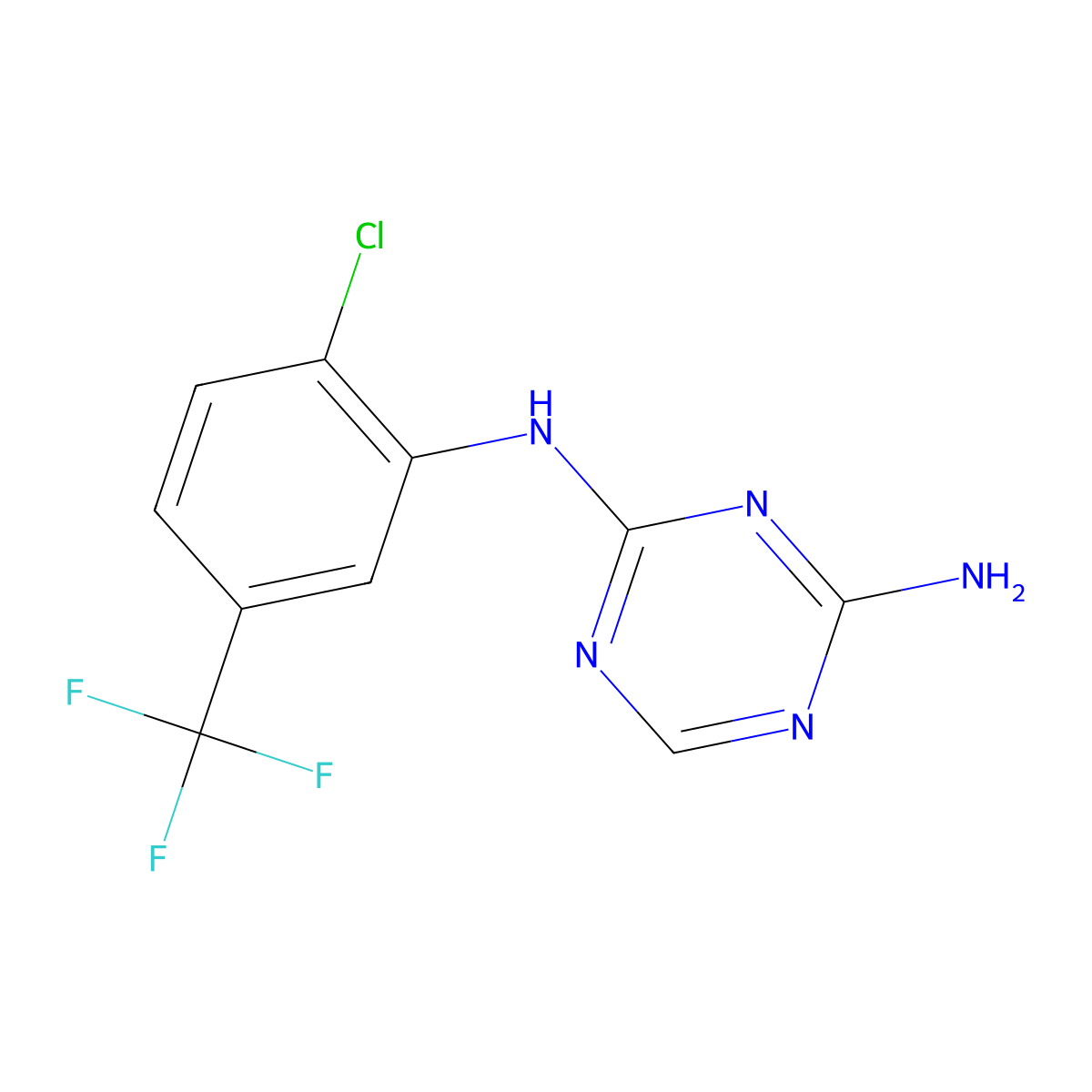 N2-(2-Chloro-5-(trifluoromethyl)phenyl)-1,3,5-triazine-2,4-diamine molecular structure, CAS 175204-34-9